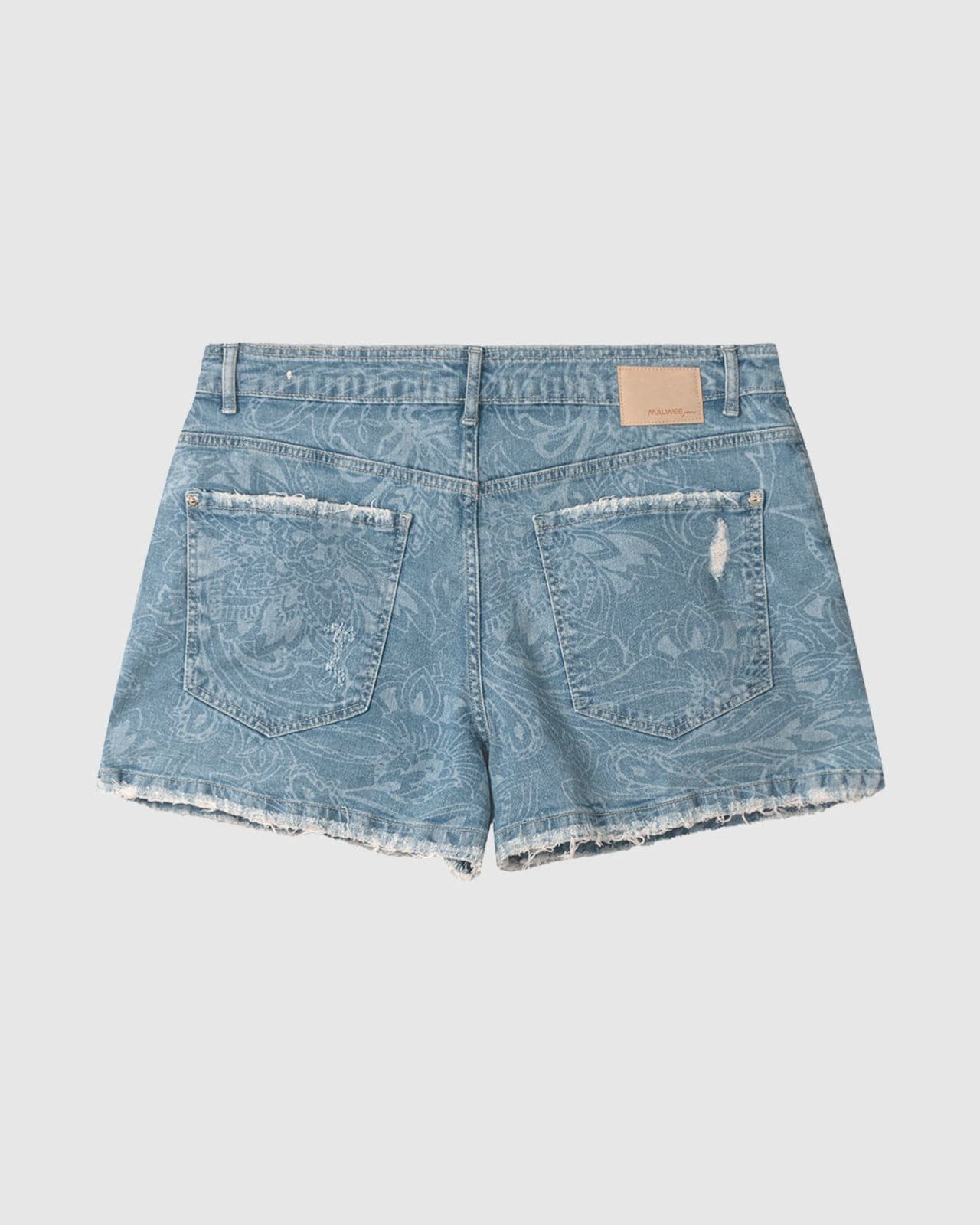 Vista 2 Shorts Feminino Plus Size Paisley Em Jeans 100% Algodão Malwee azul