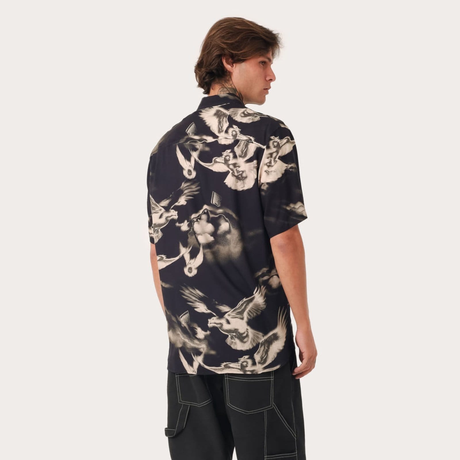 Vista 2 Camisa Manga Curta MCD Skyline Pigeon MCD preto