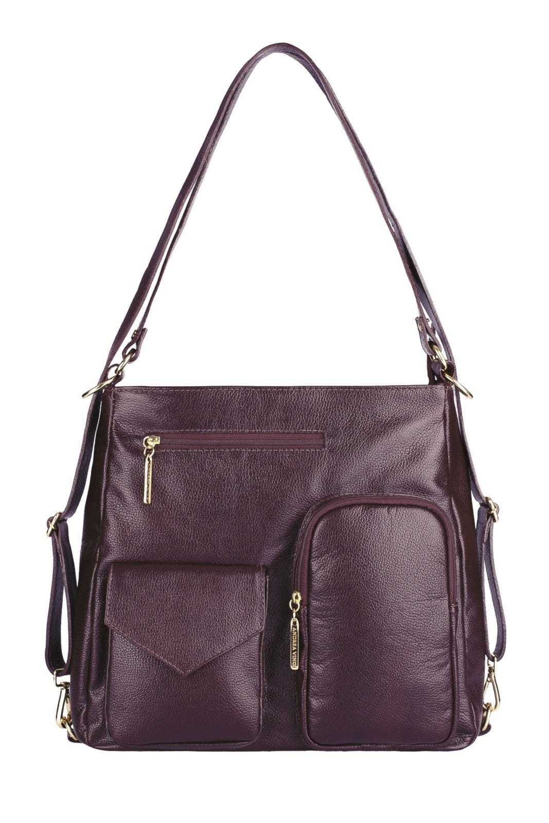 Bolsa Andrea Vinci Mochila De Couro Liso Érica - Marsala