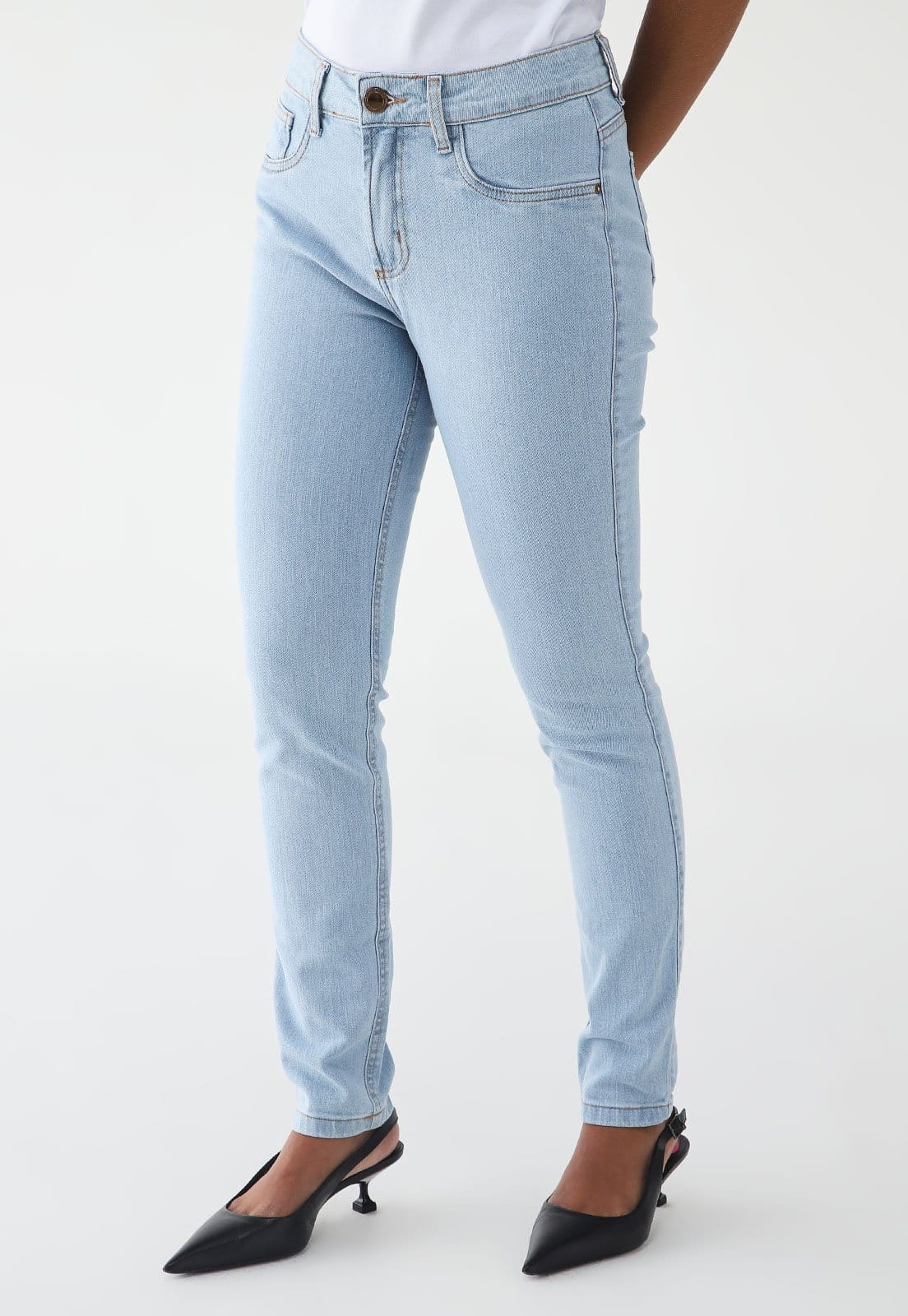 Vista principal Calça Jeans Lança Perfume Skinny Pesponto Lança Perfume azul
