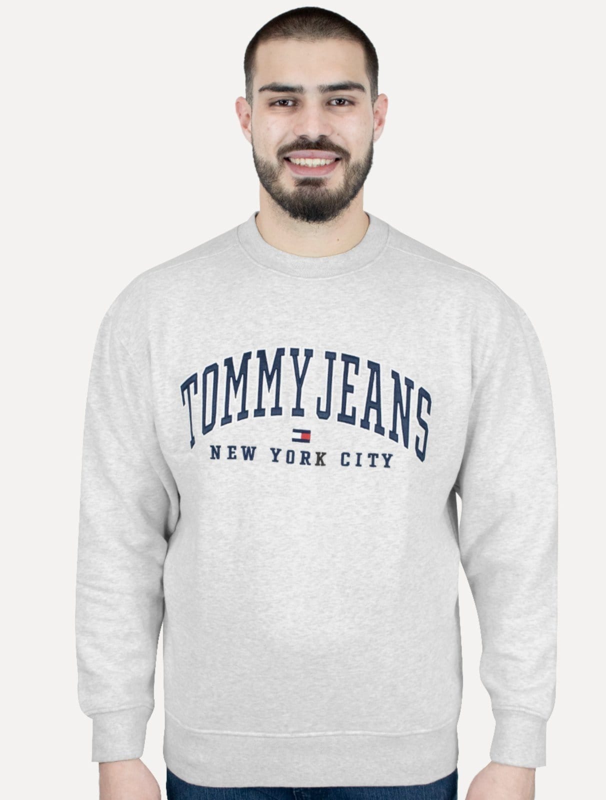 Moletom Tommy Jeans Masculino Relaxed C-neck Varsity Claro Mescla