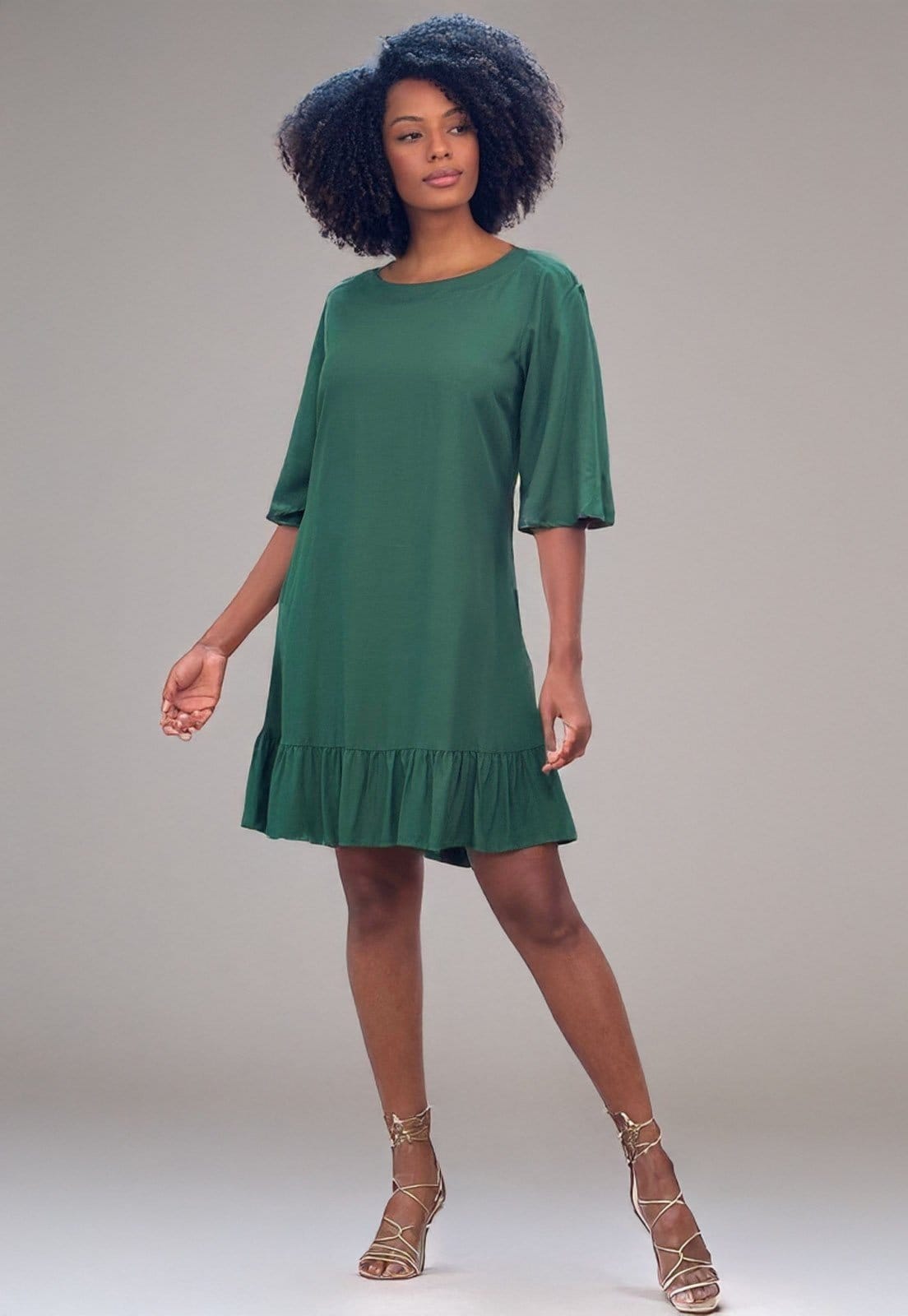 Vestido Amazonia Vital Curto Viscose Estampa Musgo