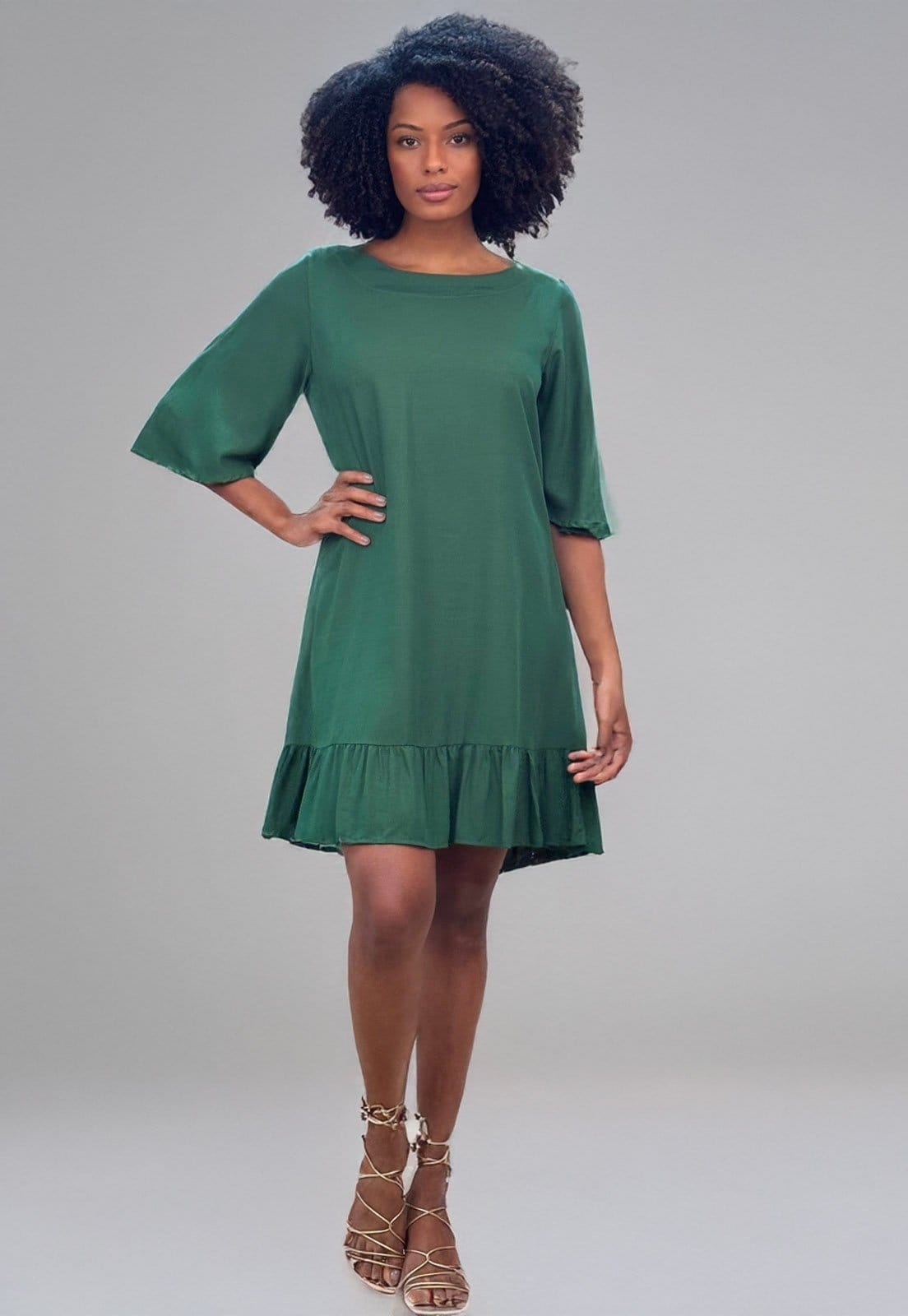 Vista 2 Vestido Amazonia Vital Curto Viscose Estampa Musgo Amazonia Vital verde