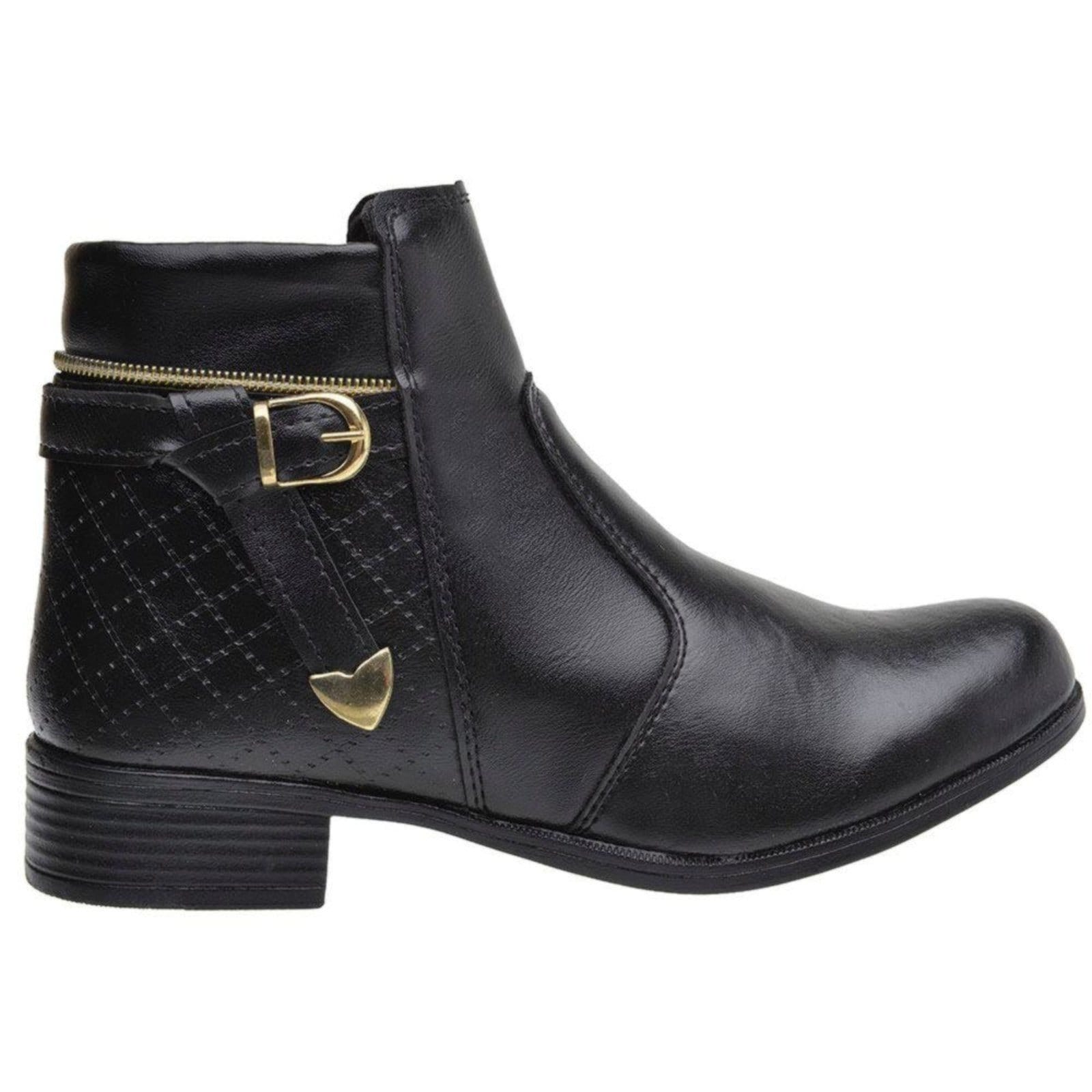 Vista 2 Bota Feminina Cano Curto Coturno Casual Macio Dia Dia - Preta Nine4 preto