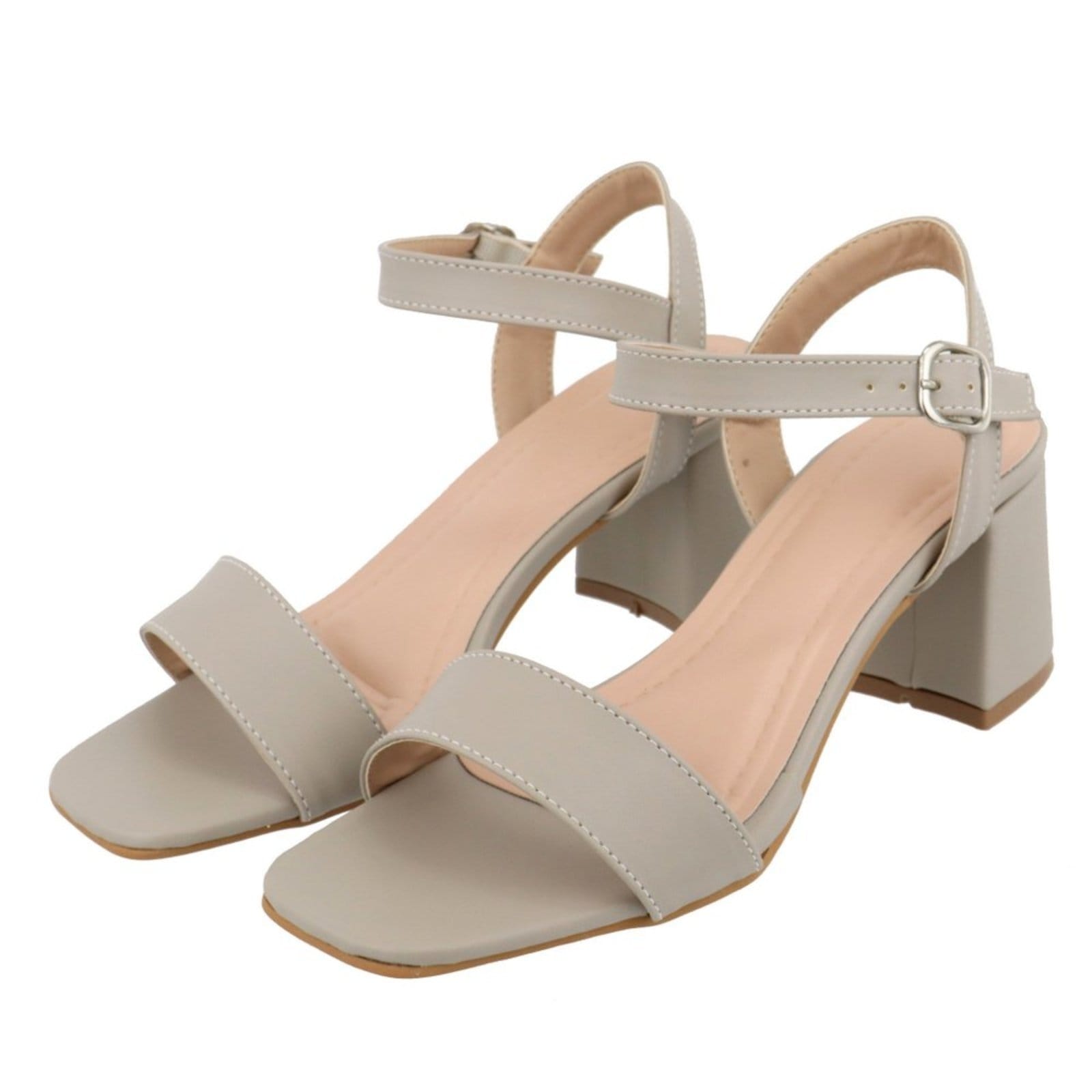 Vista principal Sandalia Feminina Napa Aveia Salto Bloco 80020 Flor da Pele cinza