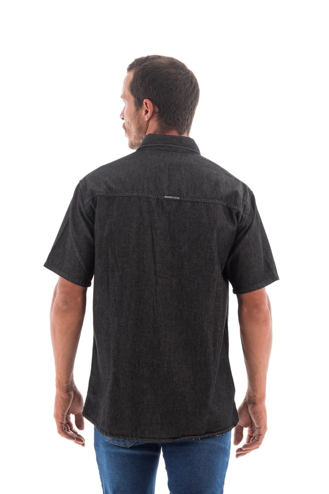 Vista 2 Camisa Jeans Masculina Arauto Manga Curta ARAUTO JEANS preto