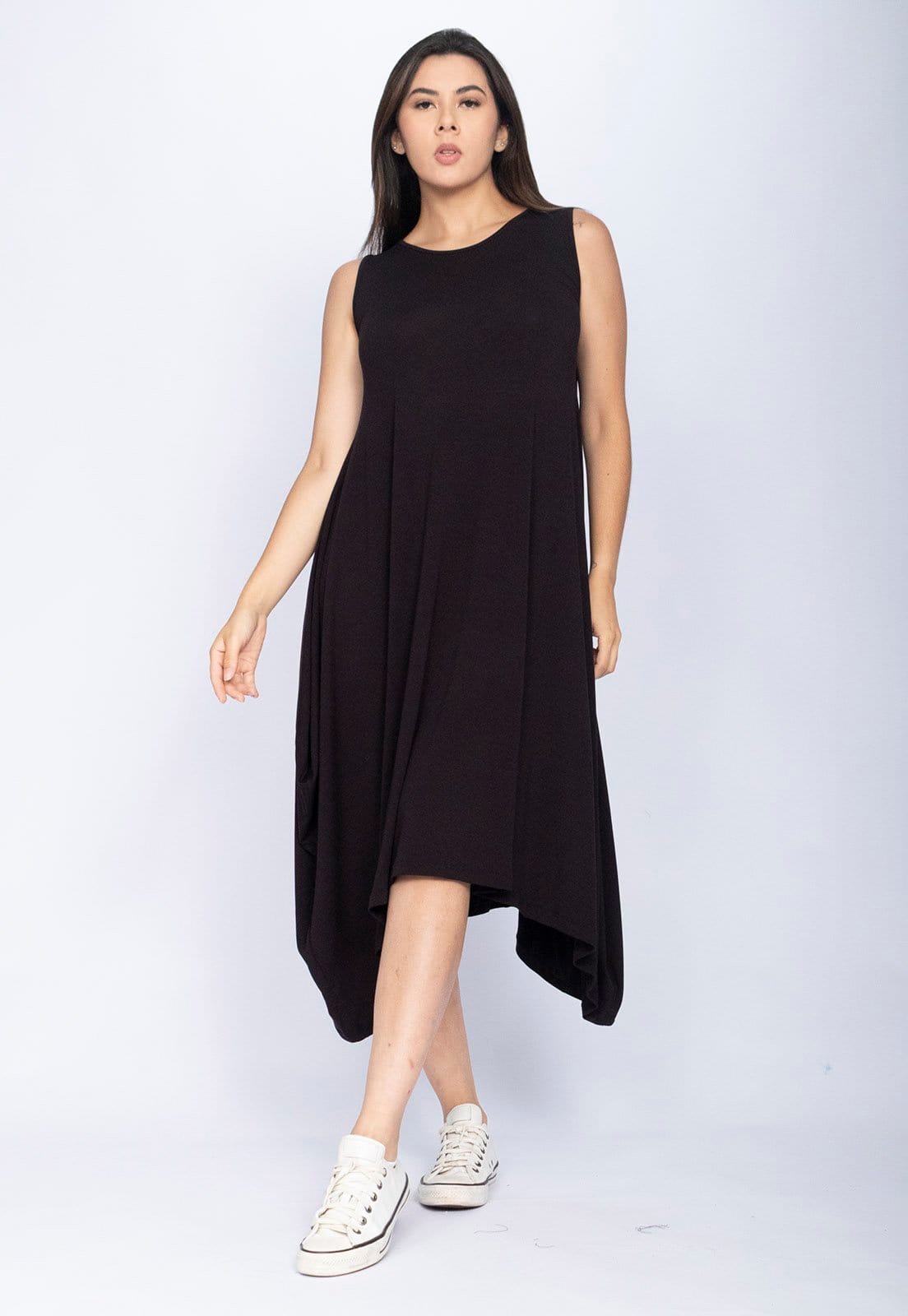 Vista principal Vestido CabanaFree Sarual Regata Malha Cabanafree preto