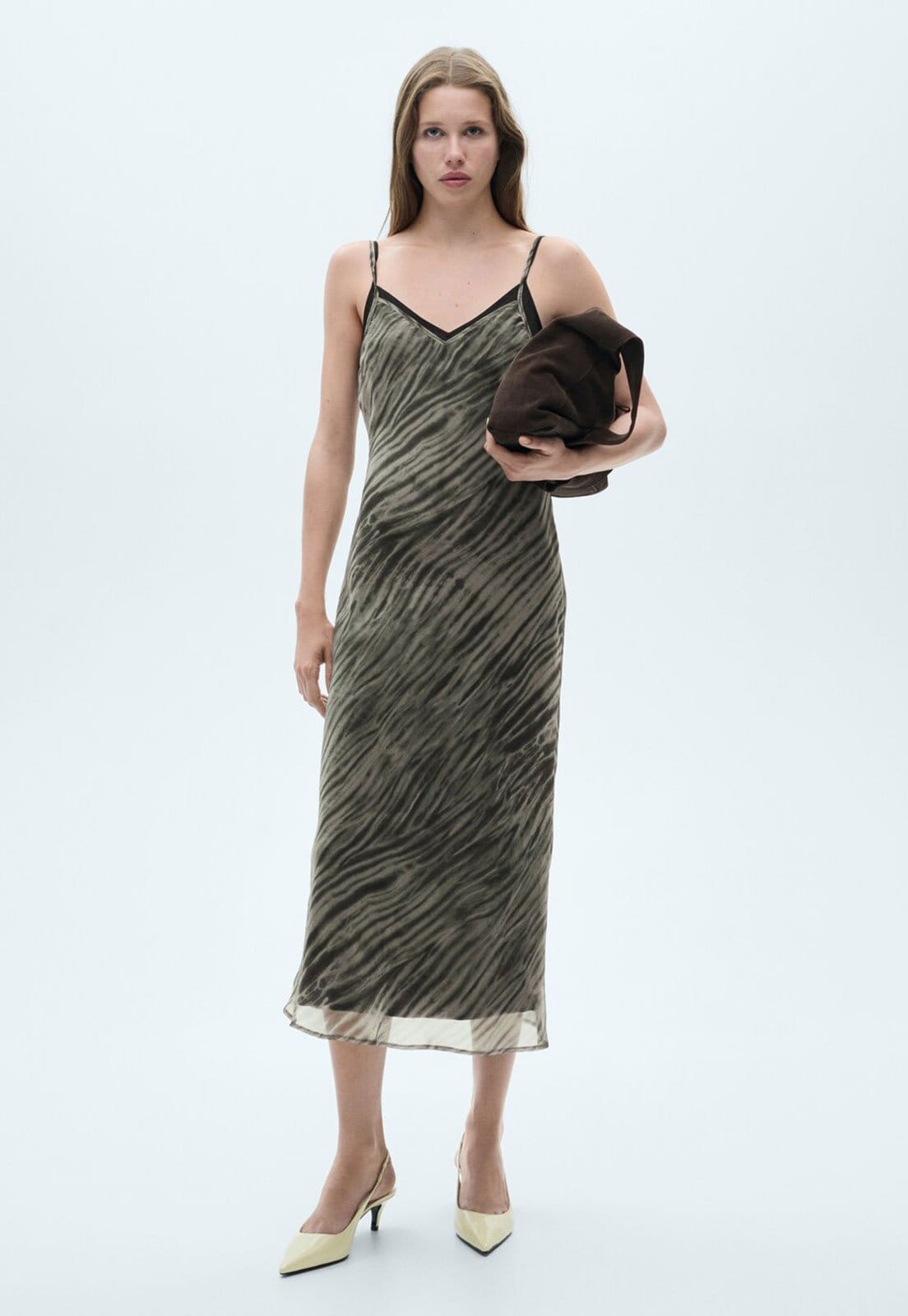 Vista principal Vestido Mango Midi Estampado Mango verde