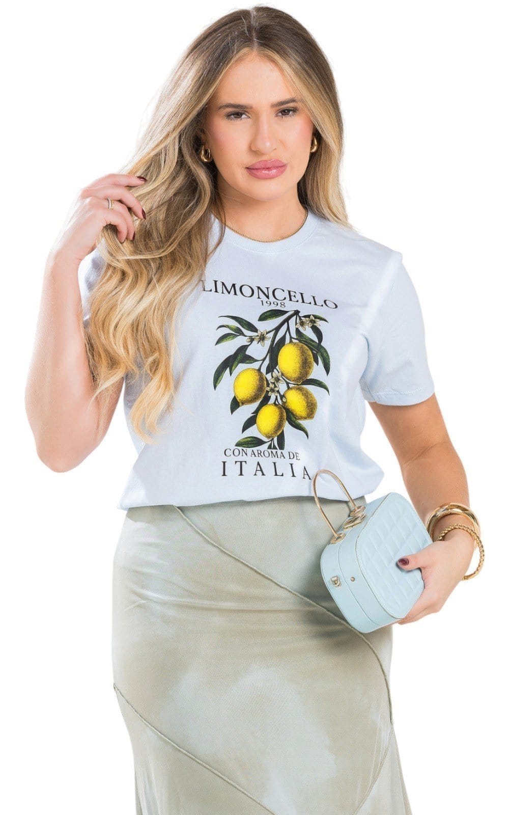 Vista principal Camiseta Feminina Cianitas Estampa Limoncello 1998 Cianitas azul