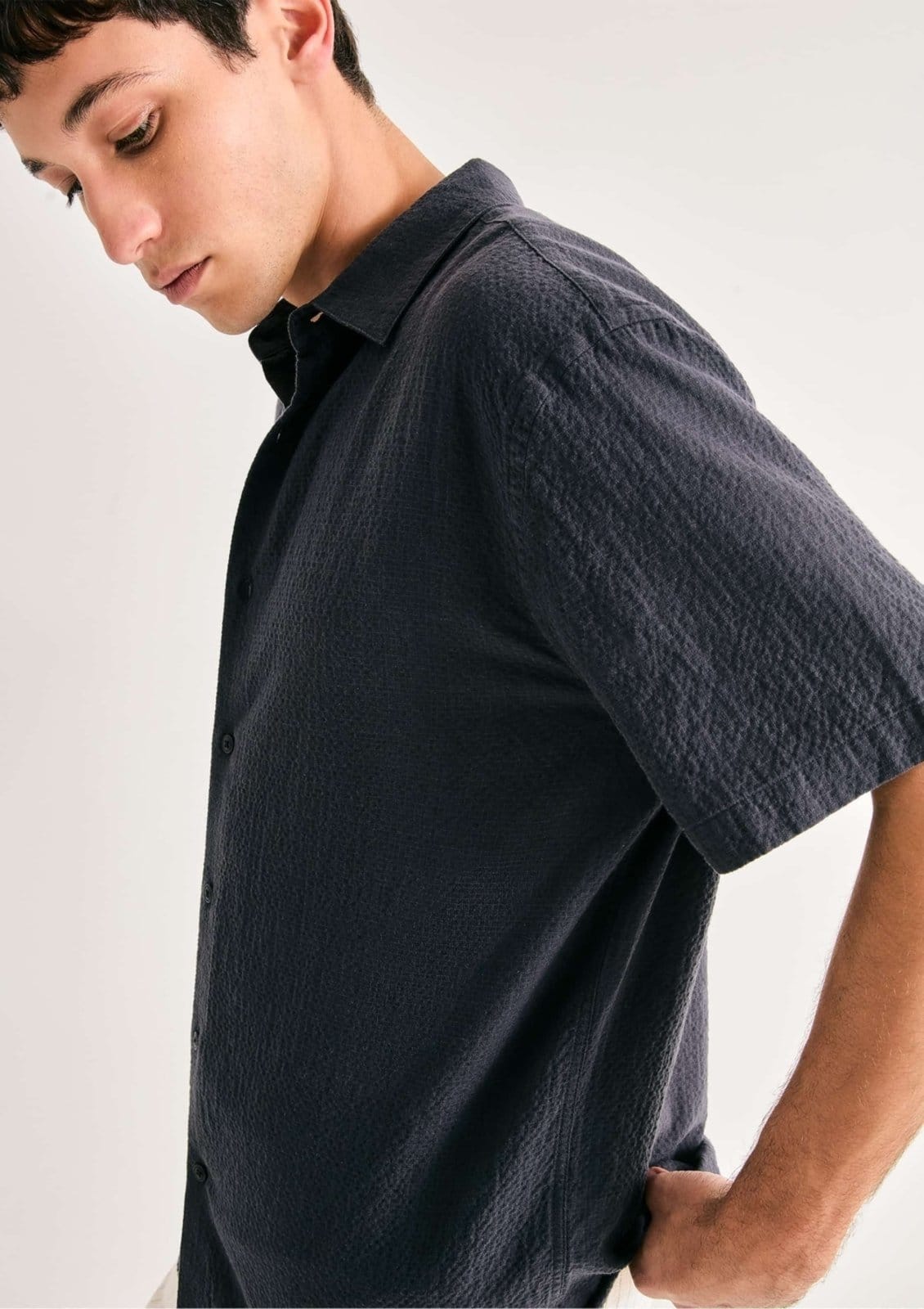 Vista 2 Camisa Masculina Texturizada Com Liocel Hering azul