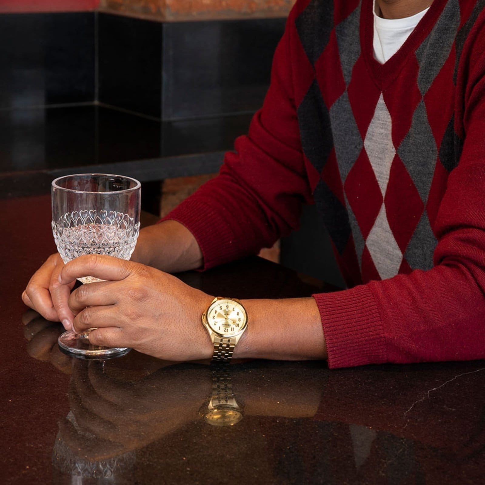 Vista 2 Relógio Seculus Masculino com Calendário Aço Seculus dourado