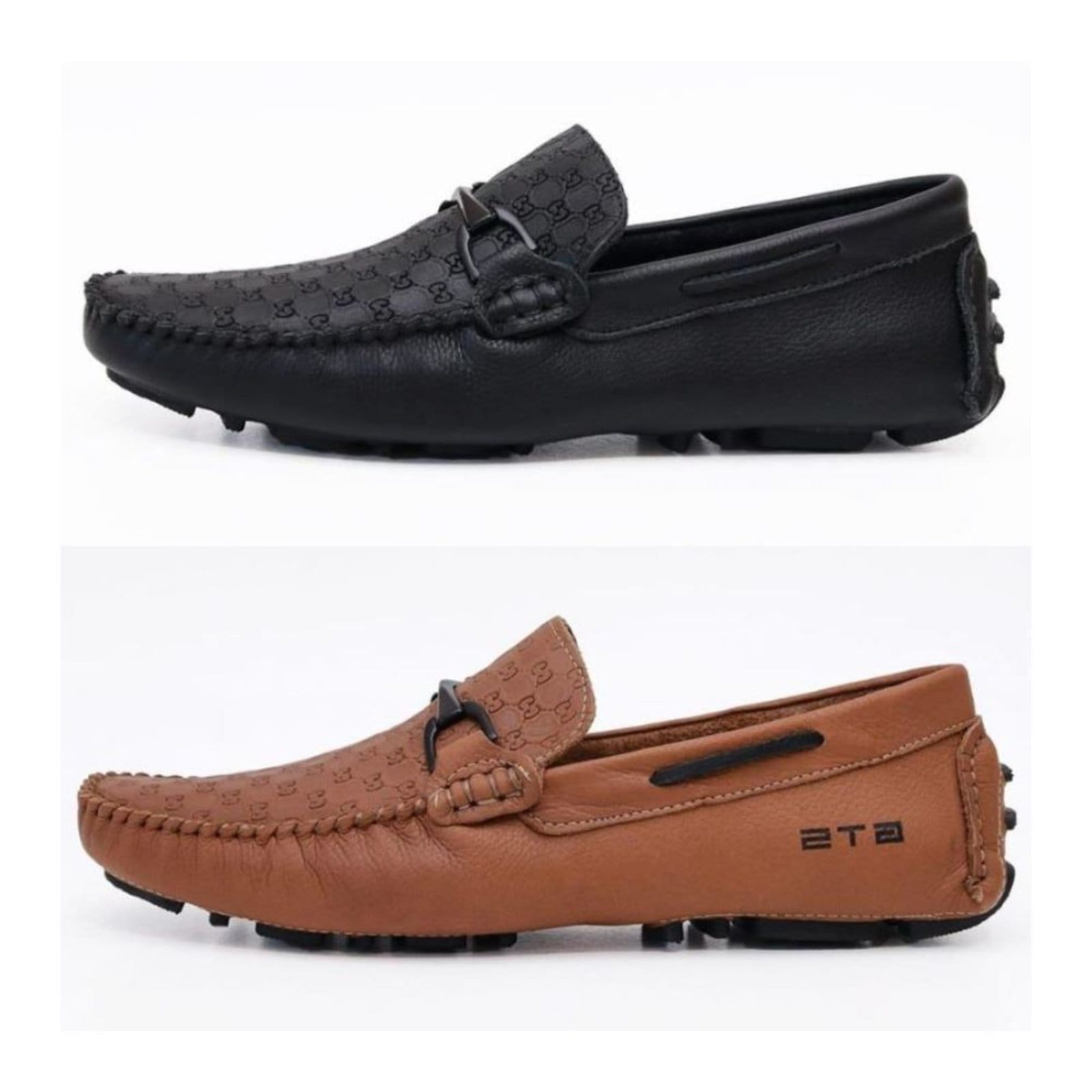 Kit 02 Prs Mocassim Driver Masculino Clube do Sapato de Franca DFT KIT Skyline Preto/Castor