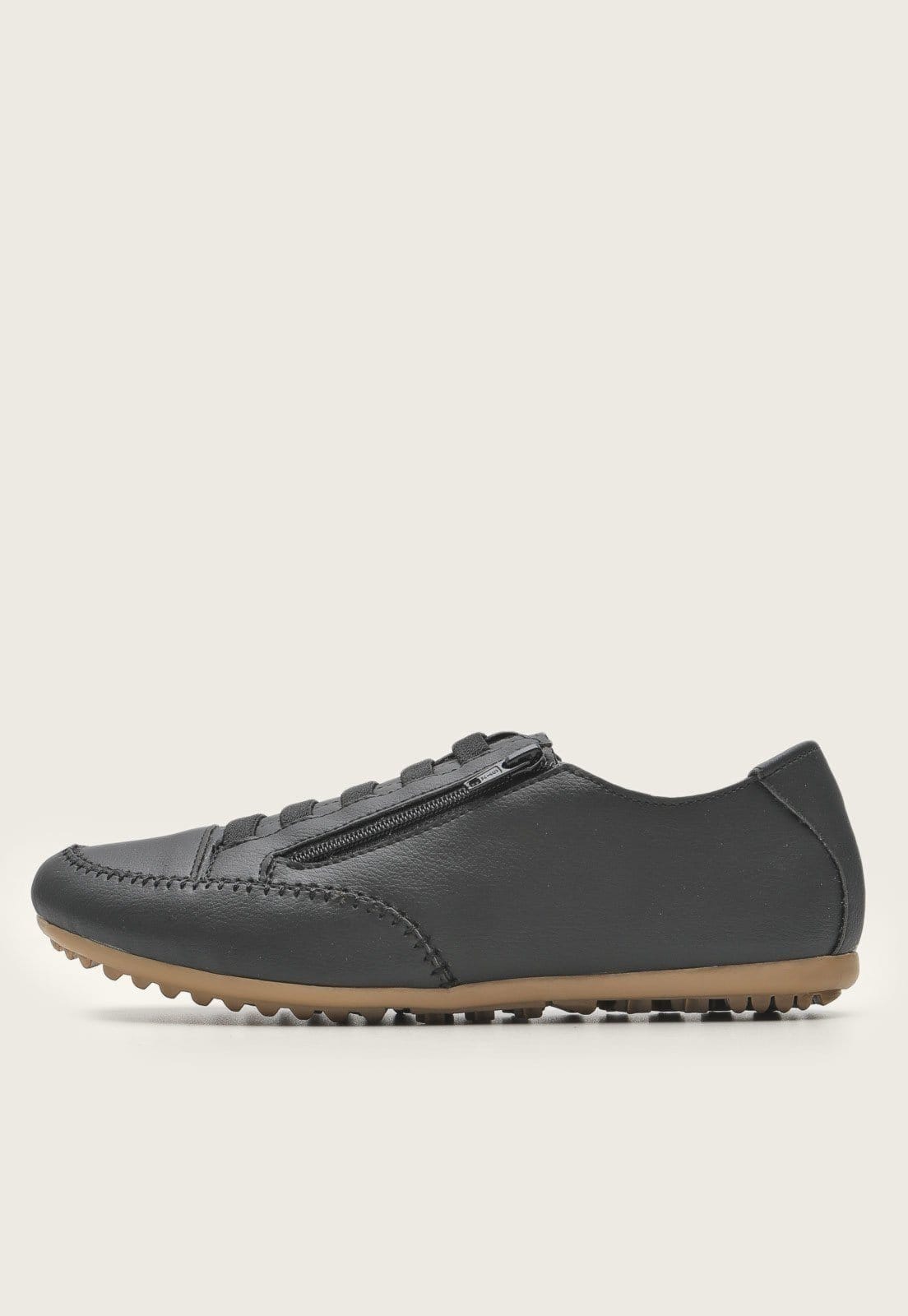 Vista principal Tênis Sapatênis Feminino Casual Com Zíper Confort ROMEU E JULIETA SHOES preto