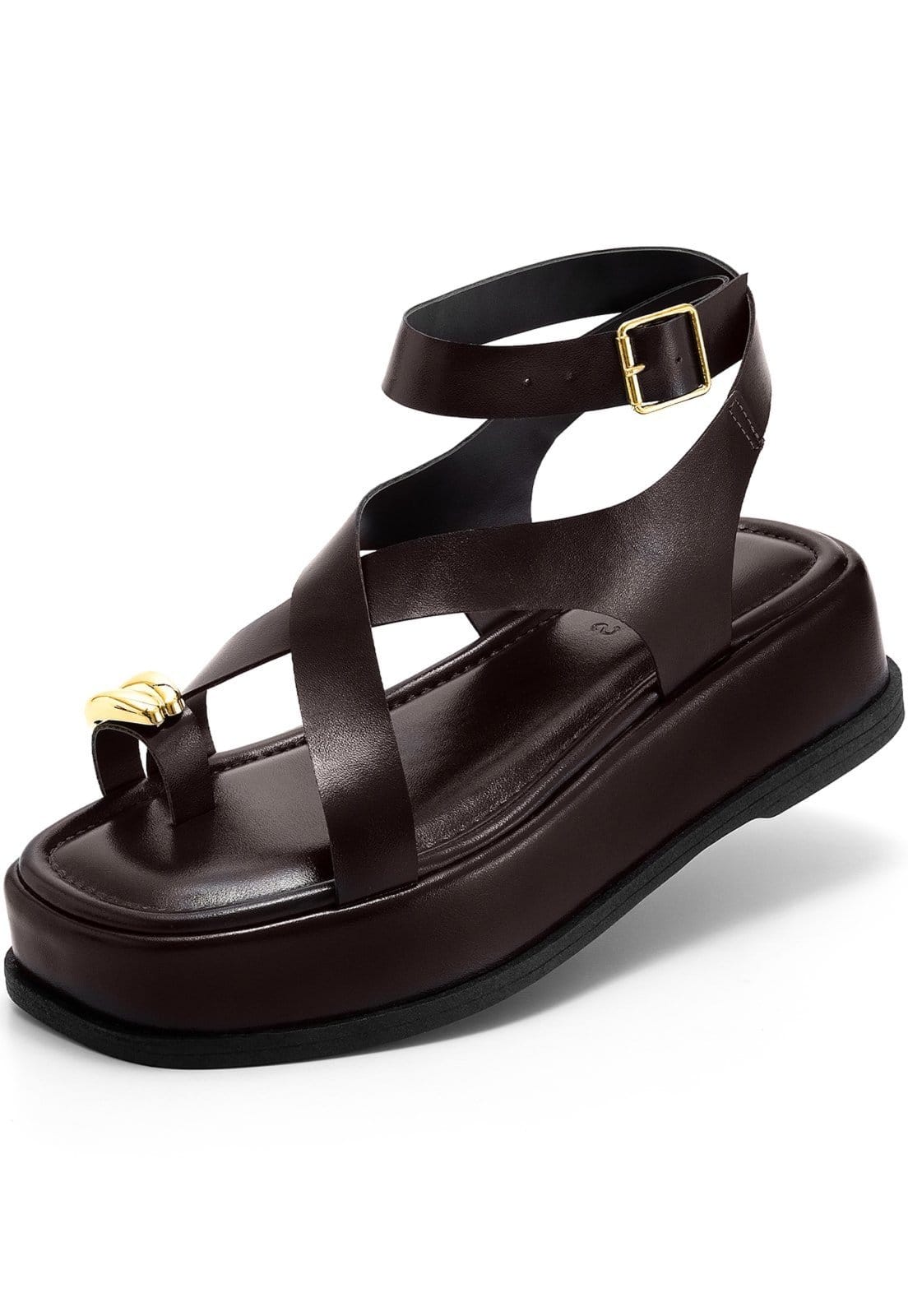 Sandália Feminina Lumiss Flatform Confortável Enfeite Metalizado Tiras