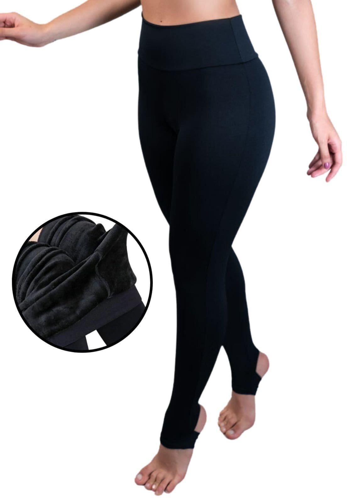 Vista principal Calça Legging MVB Modas Pezinho Térmica Cintura Alta Felpuda Peluciada Preta Mvb Modas preto
