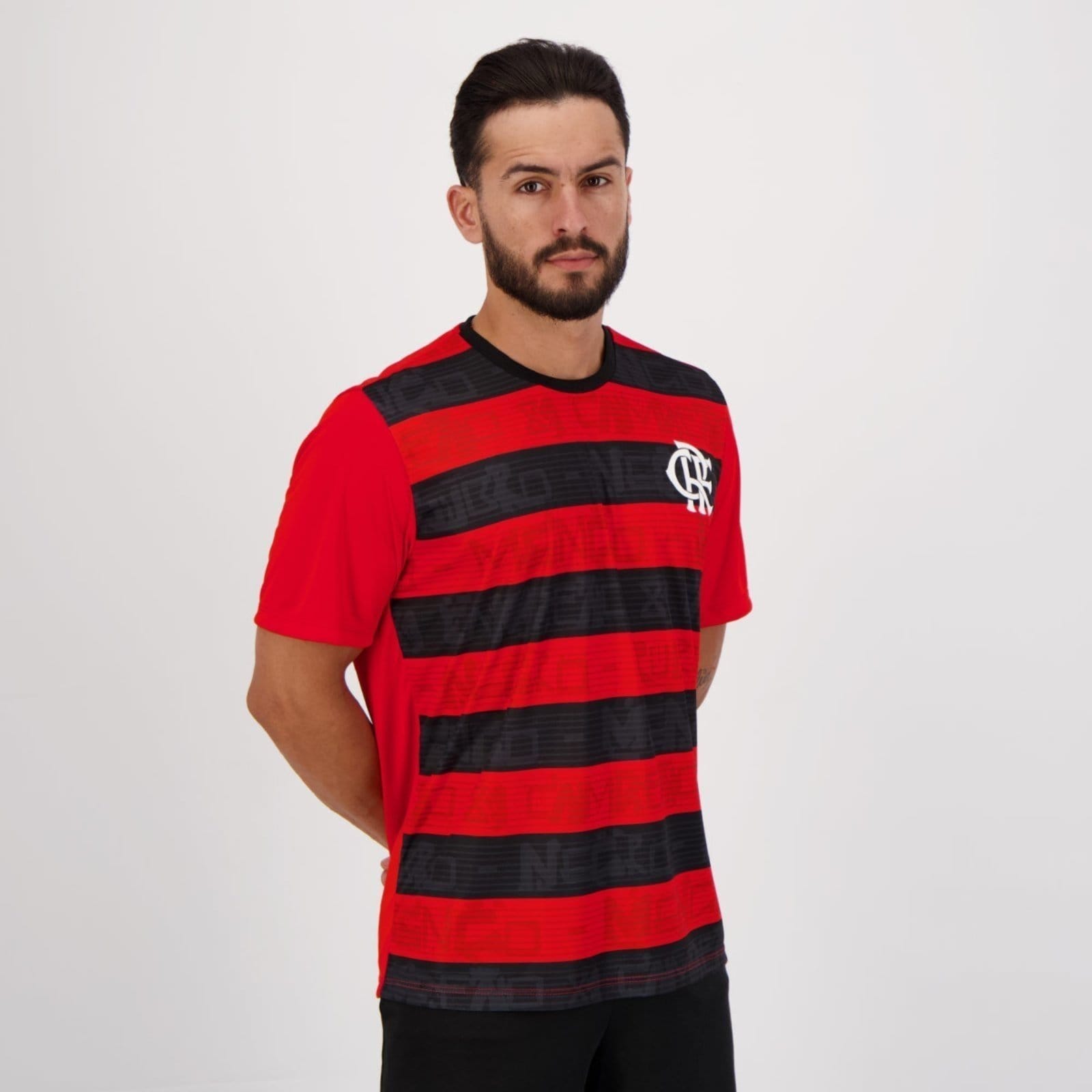 Vista 2 Camisa Flamengo Shout Vermelha e Preta braziline vermelho