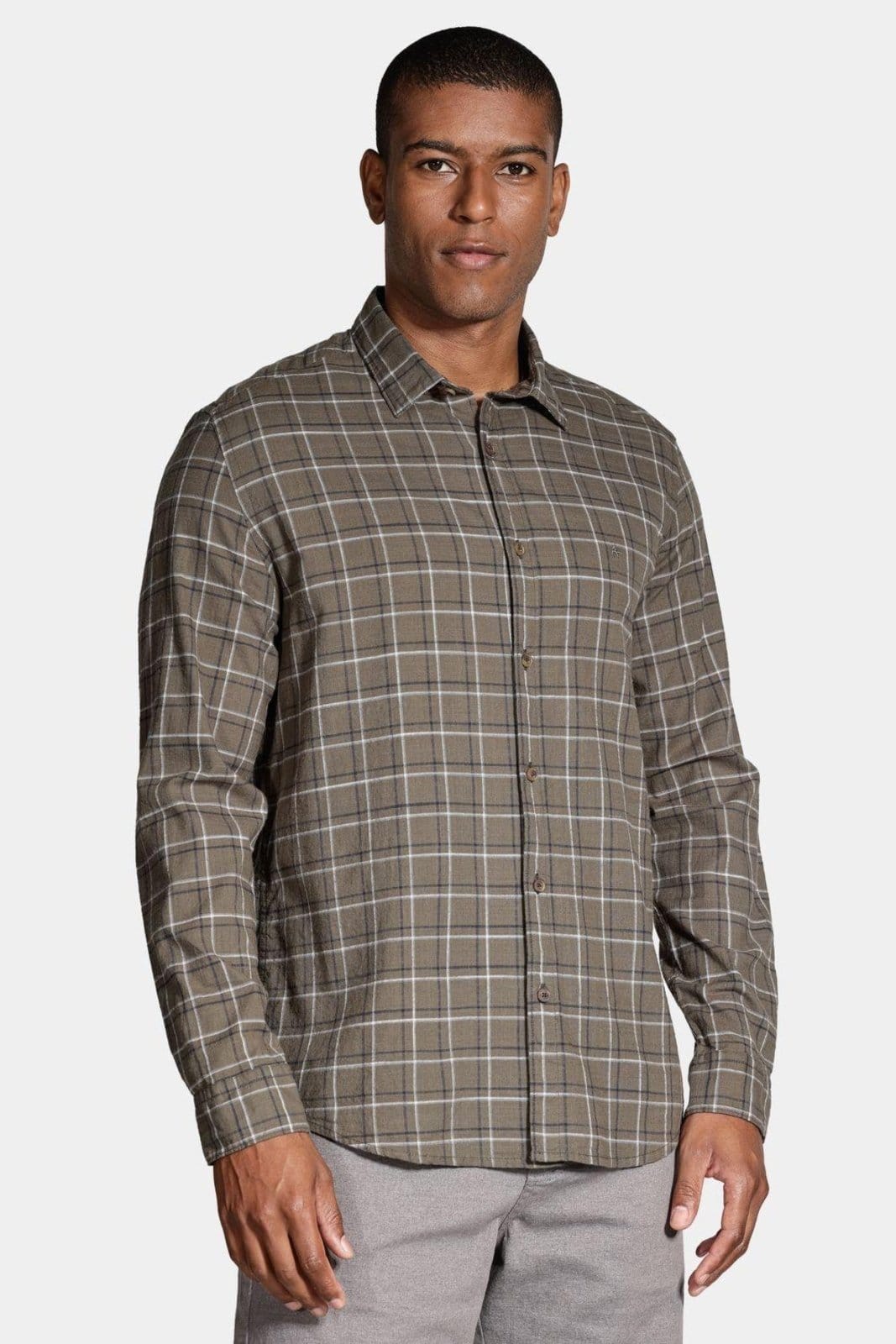 Vista principal Camisa Aramis Manga Longa Slim Flamê Xadrez Aramis verde