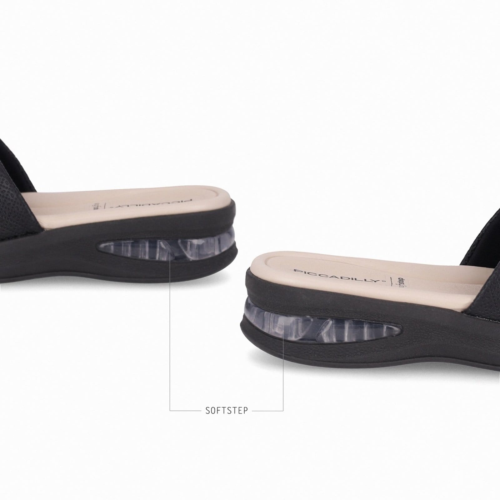 Vista 2 Tamanco Picadilly com Amortecedor SoftStep Anabela Piccadilly preto