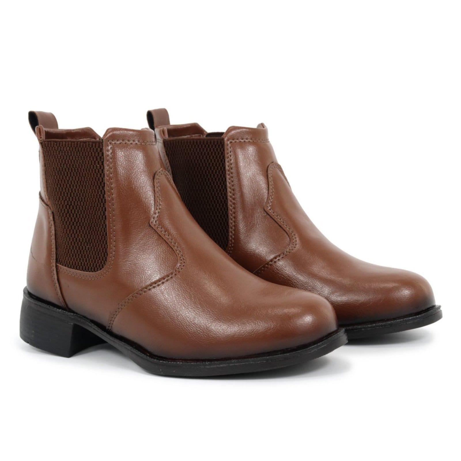 Vista principal Bota Feminina Cano Curto Salto Baixo Estilo e Conforto Capuccino Footworks terracota