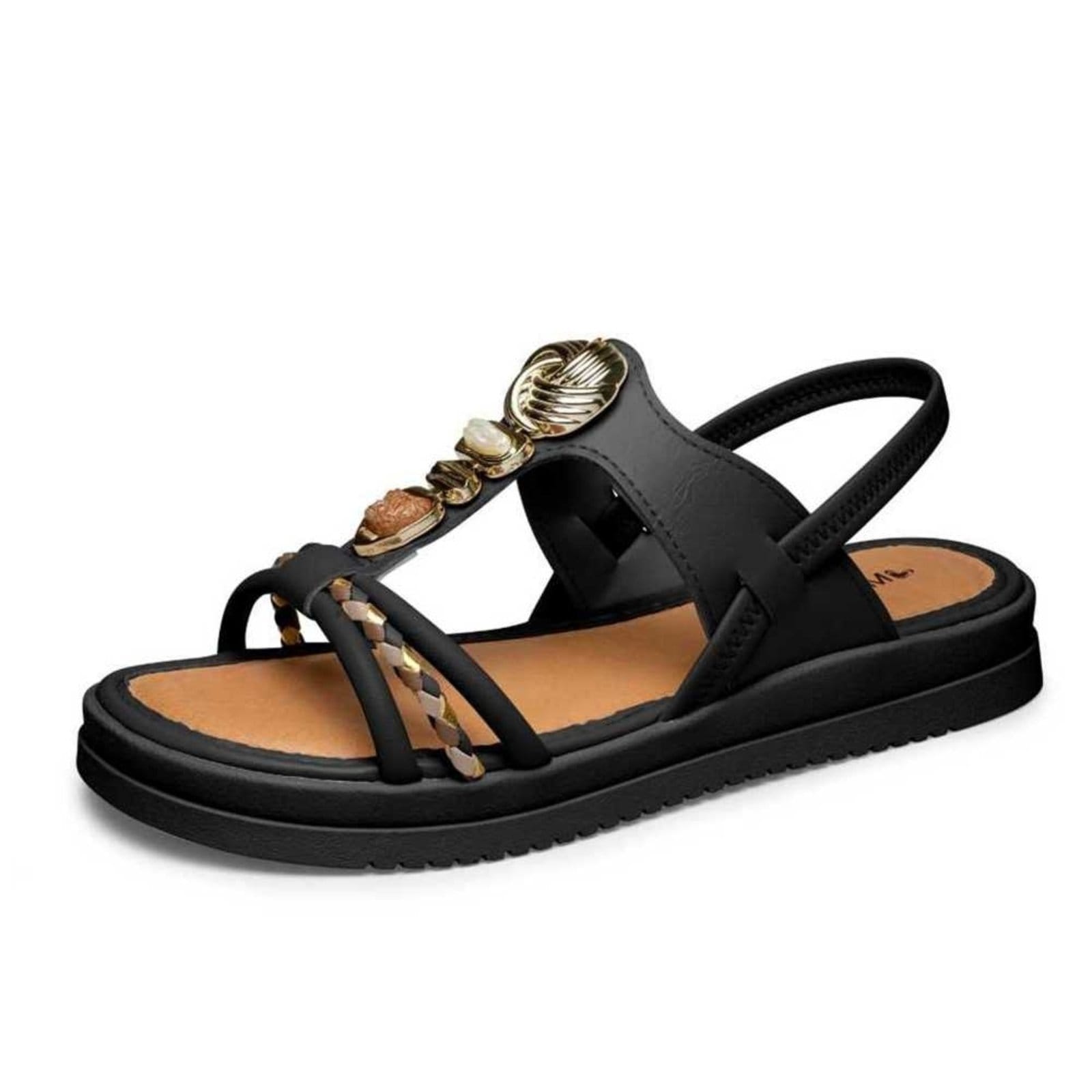 Vista 2 Sandália Feminina Mississipi Pedrarias e Detalhes Trançados MISSISSIPI preto