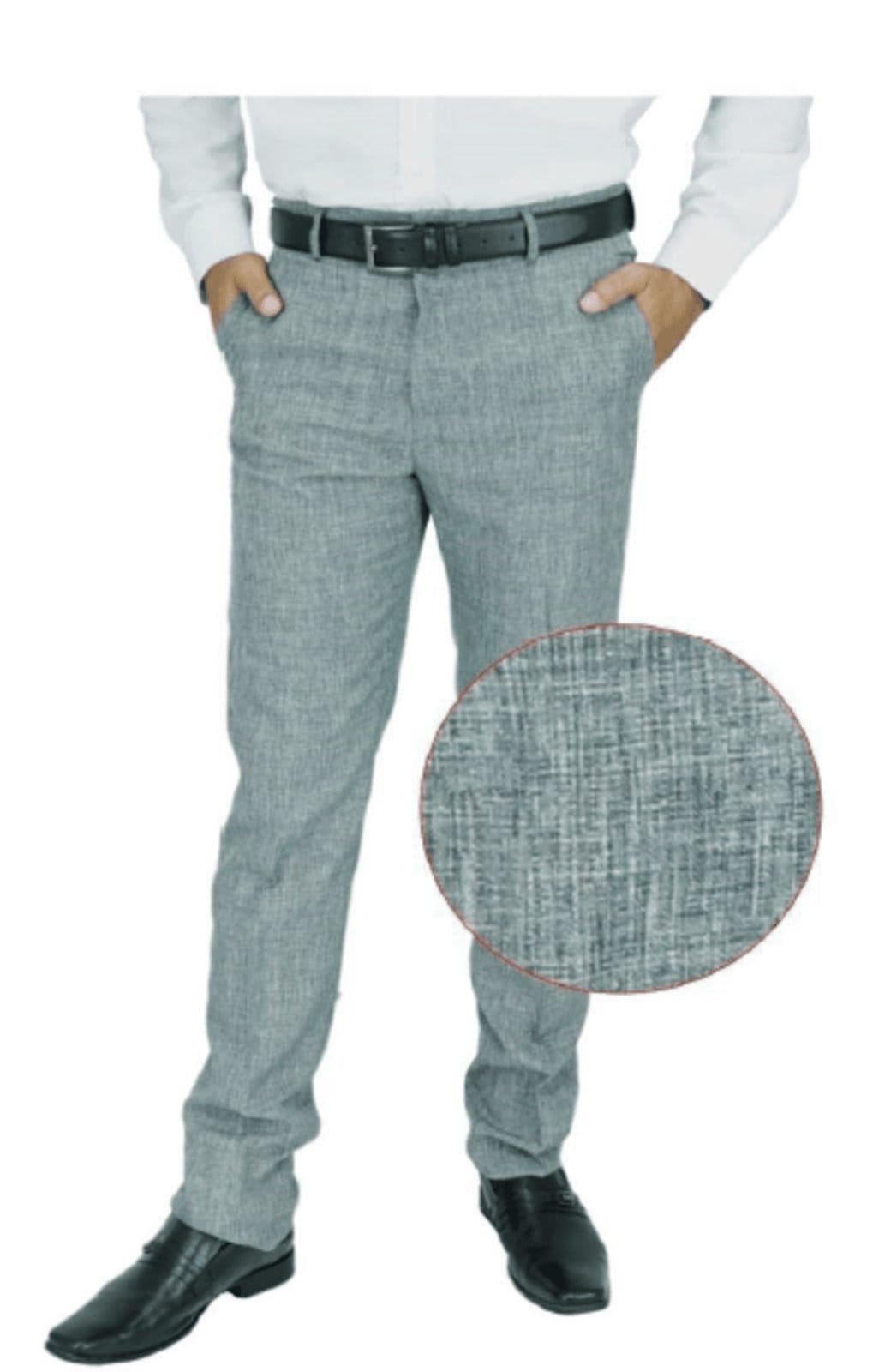 Vista principal Calça Social Alfaiataria Amil Semi Slim Mesclado Luxuoso Lançamento Chumbo Amil cinza