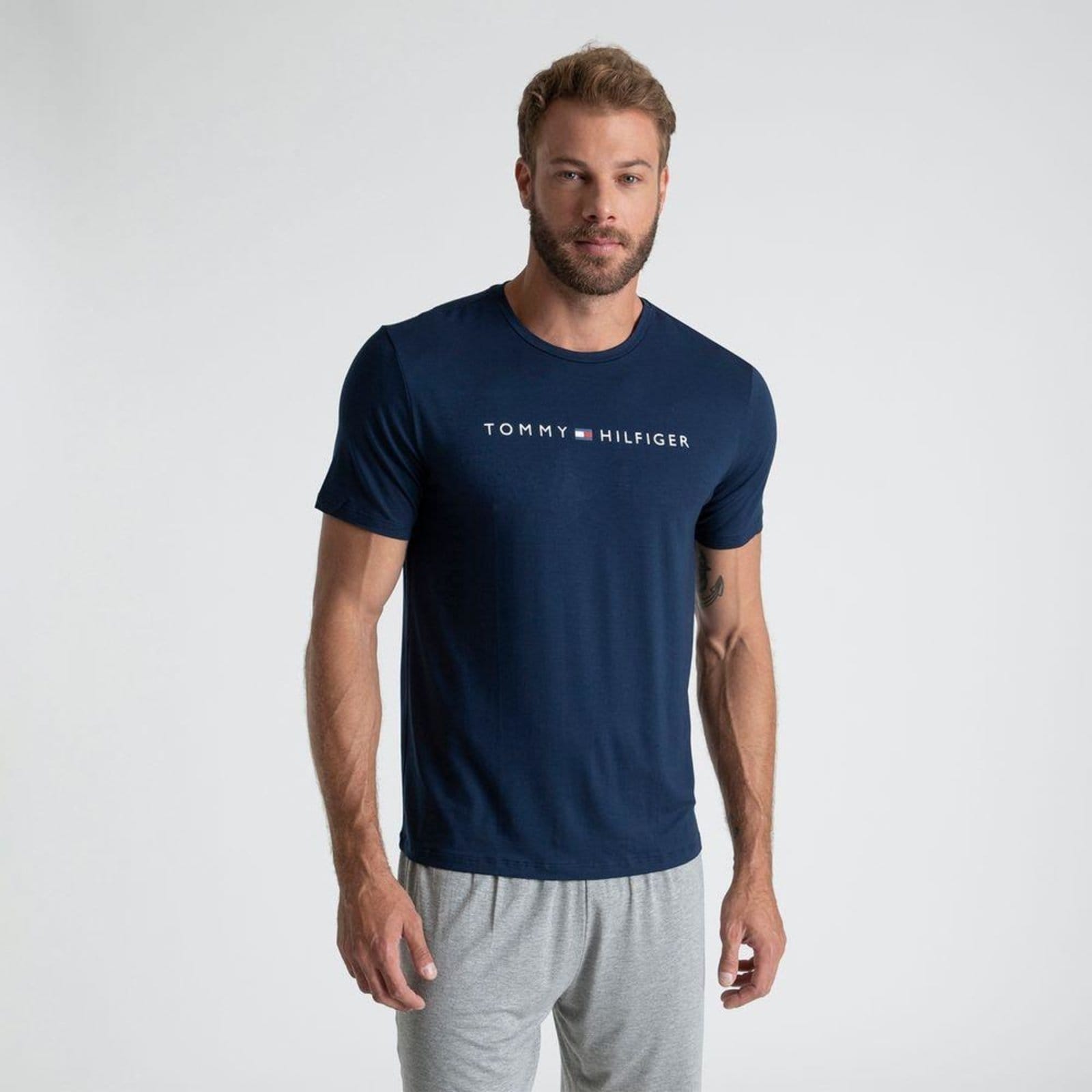 Vista 2 Bermuda Pijama Clássico Tommy Hilfiger cinza