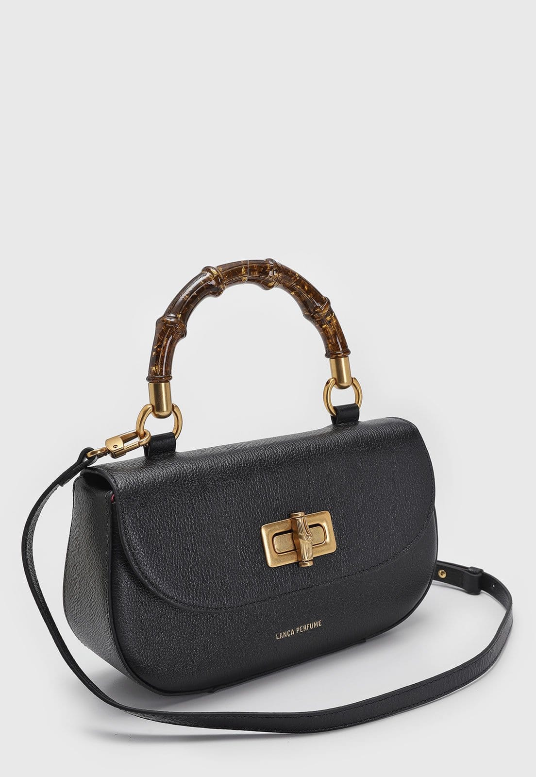 Vista 2 Bolsa Lança Perfume Alça Dupla Preta Lança Perfume preto