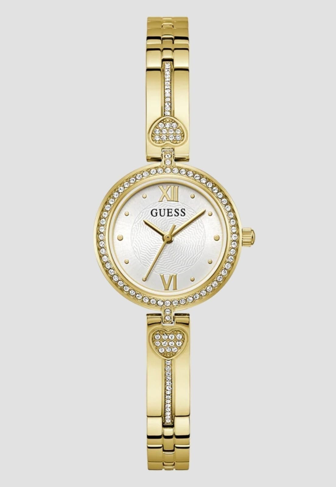 Vista principal Relógio Guess Redondo Coração Cristal Guess dourado