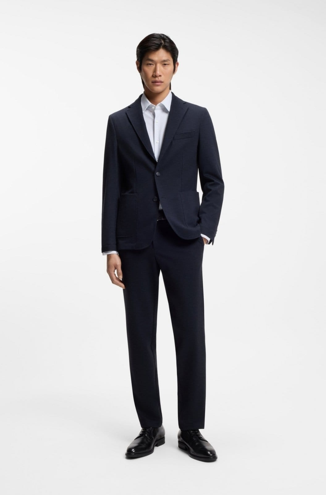 Vista 2 Camisa De Ajuste Slim Estampada Em Jersey Elástico Boss branco