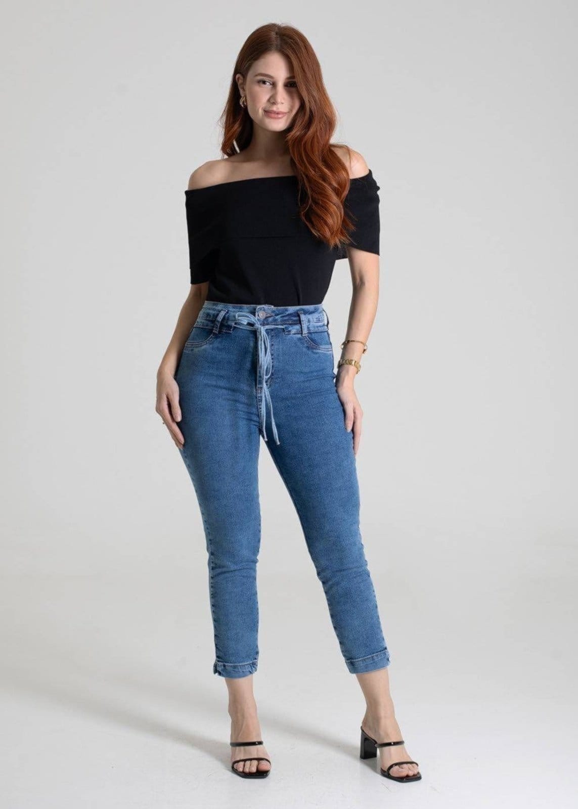 Vista 2 Calça Jeans Sawary Cropped - 279755 Sawary azul