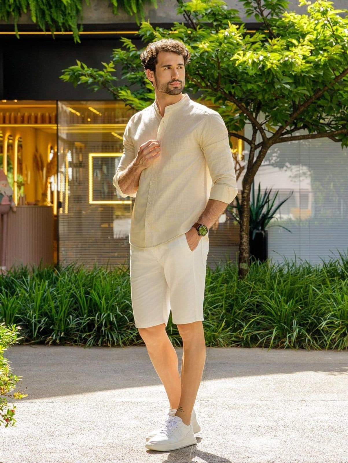 Vista principal Bermuda Eletrón Masculina OFF WHITE Elétron off-white white