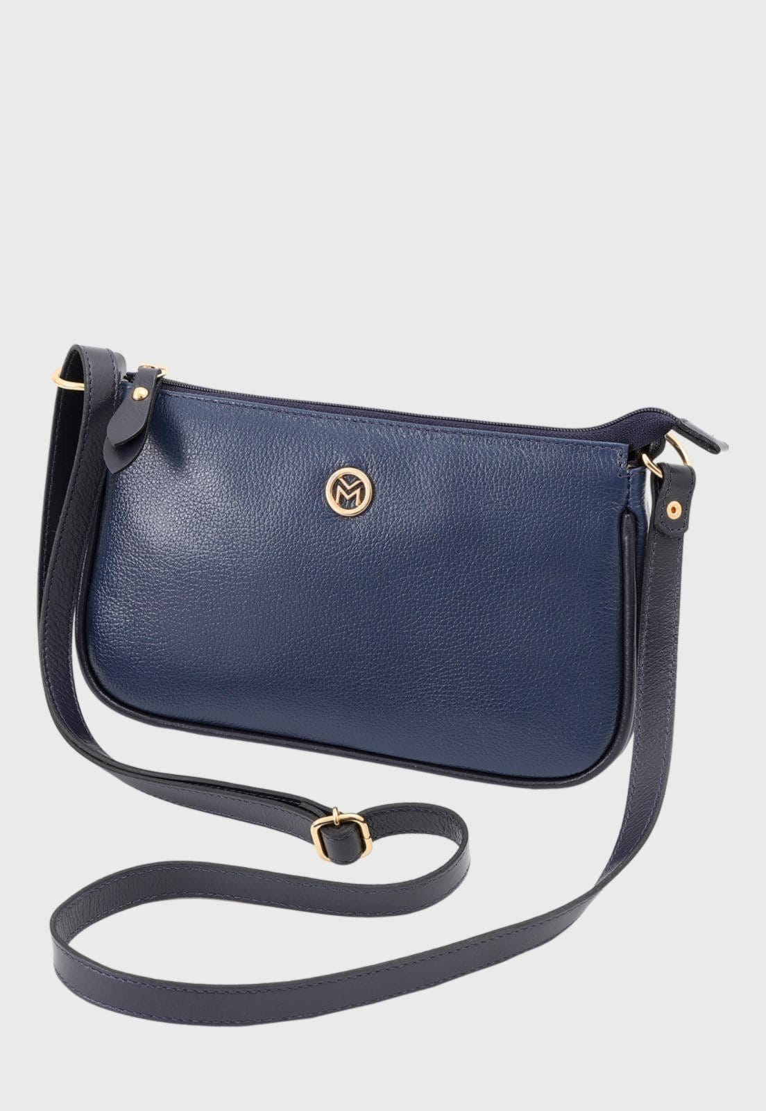Vista 2 Bolsa Transversal Couro Mariart 2030 Marinho Mariart azul marinho
