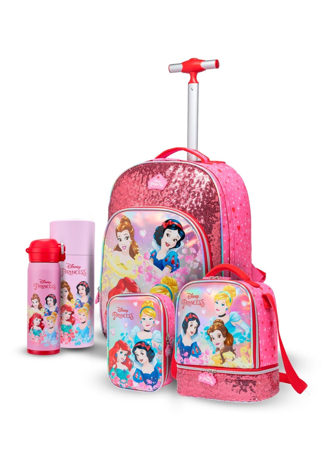 Infantil - Kit Mochila Lancheira Estojo Garrafa Princesas