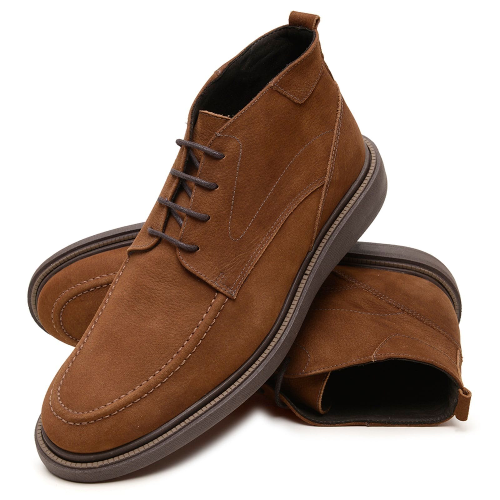 Sapato Masculino Em Couro Anna Andrade Botinha Social Casual Esporte Fino Amarrar Castor