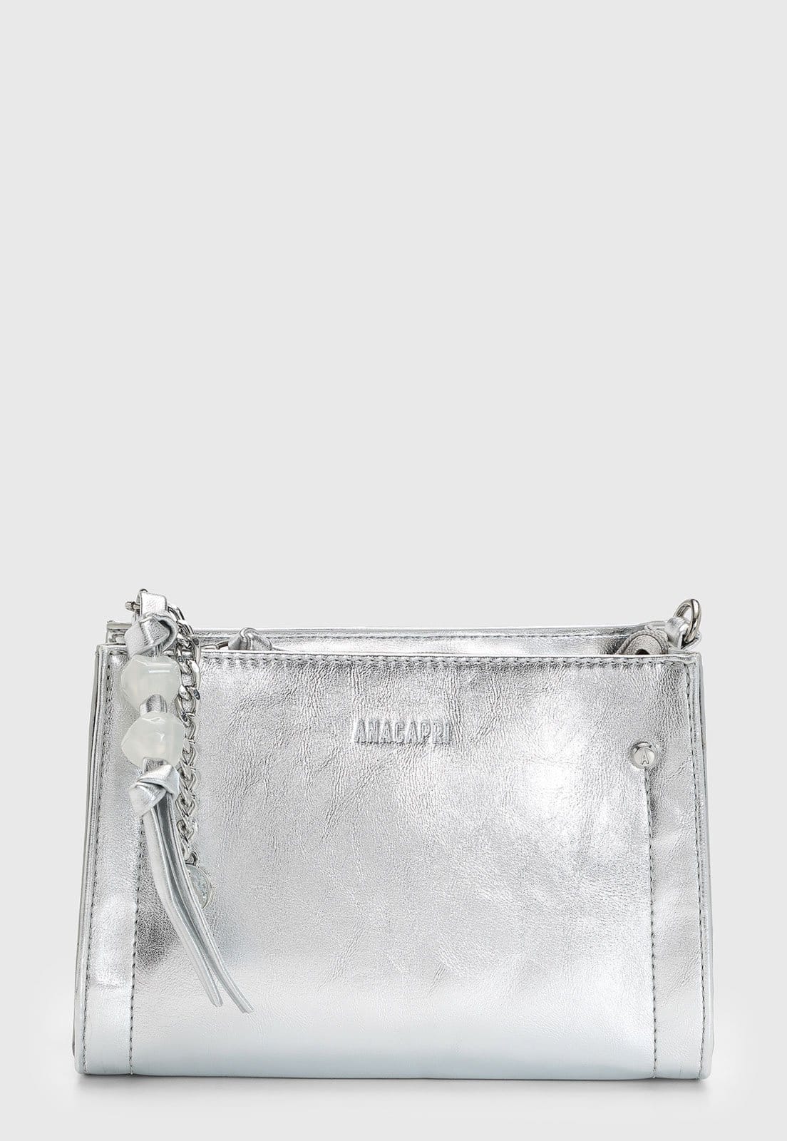 Bolsa Feminina Anacapri Média Detalhe Corrente Prata