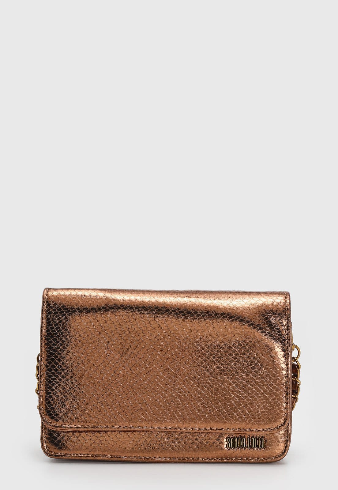 Vista principal Bolsa Feminina Santa Lolla Metalizada Corrente Santa Lolla bronze