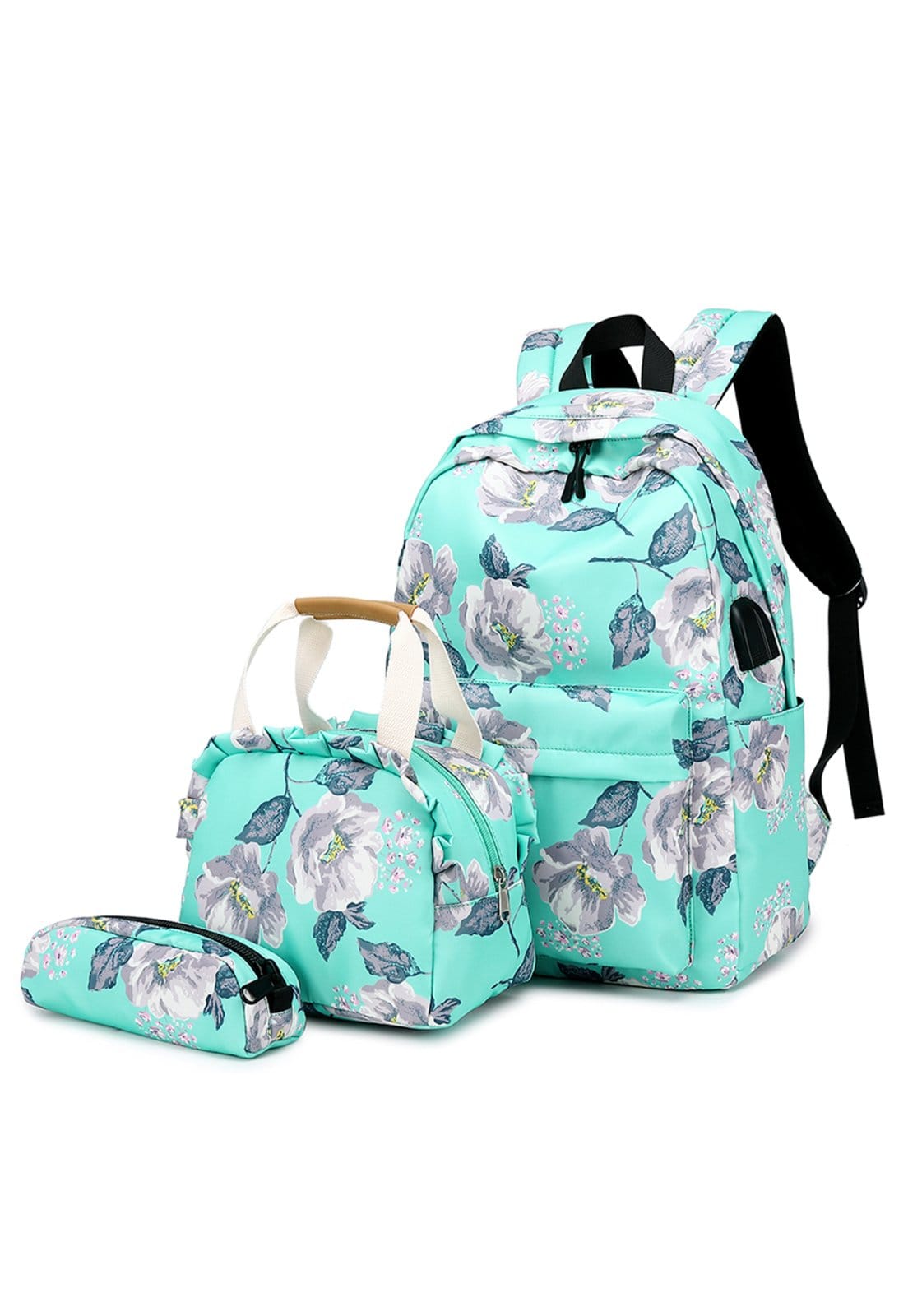 Vista 2 Mochila Guelph Feminina Notebook Kit Estojo Lancheira GUELPH verde