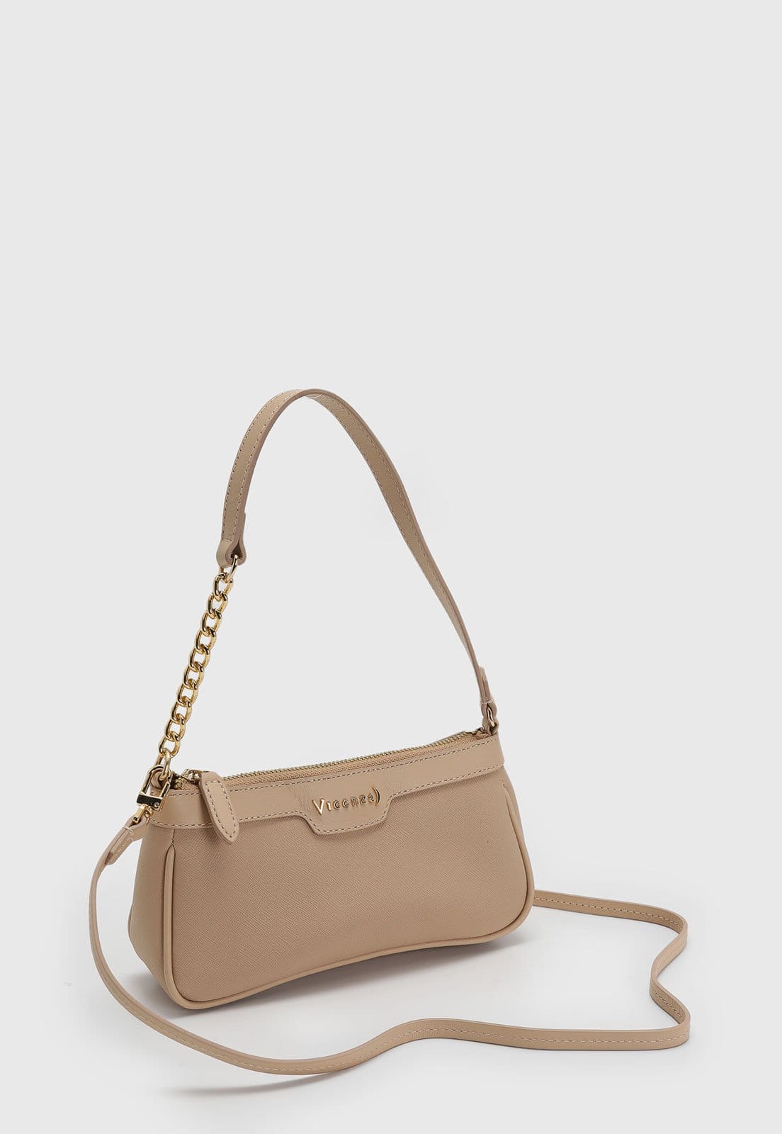 Vista 2 Bolsa Feminina Vicenza Alça Corrente Vicenza bege