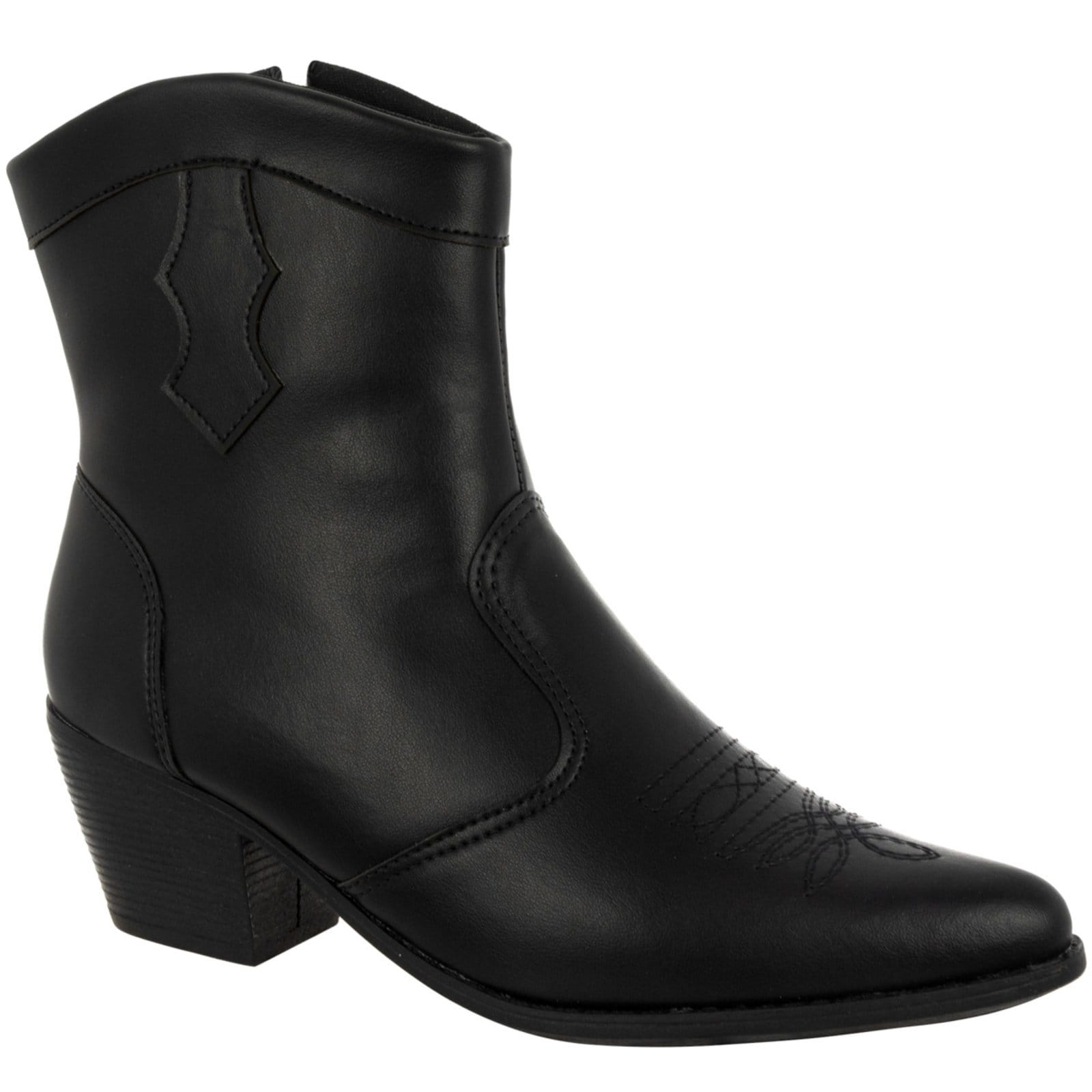 Bota Texana Feminina Cano Curto Salto Baixo Grosso Confortável Via Angel 6901.