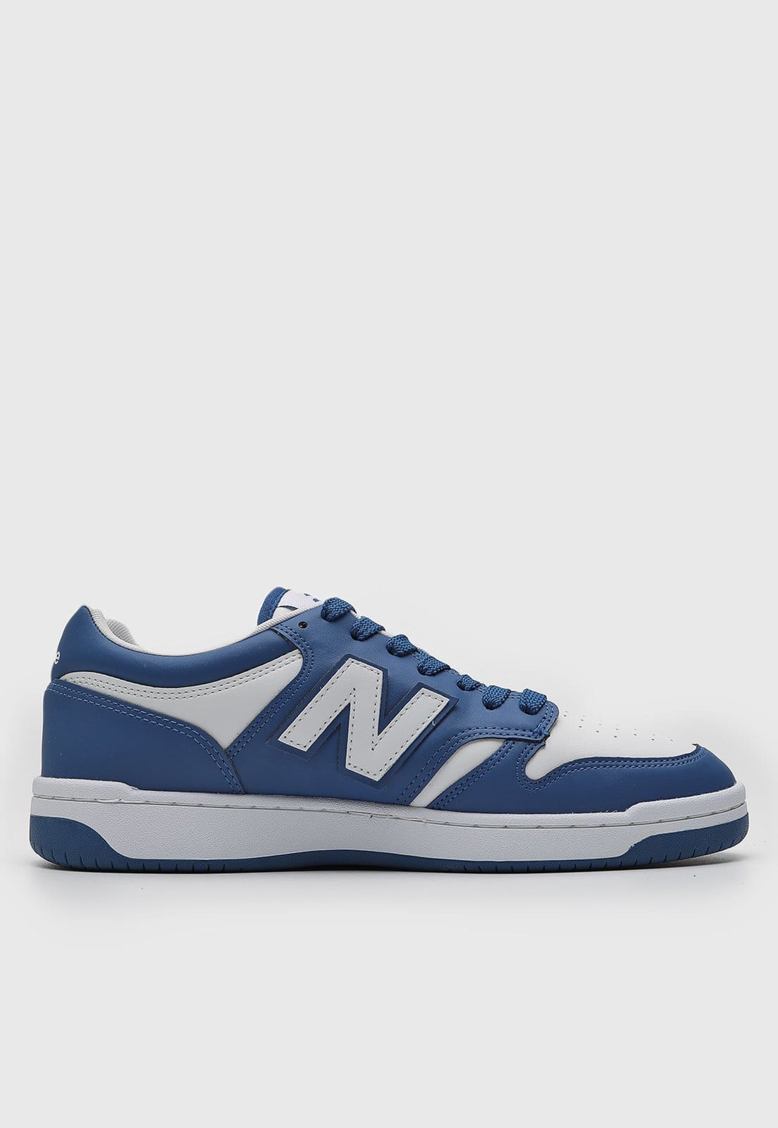 Vista 2 Tênis Masculino New Balance 480 Low e Branco New Balance azul