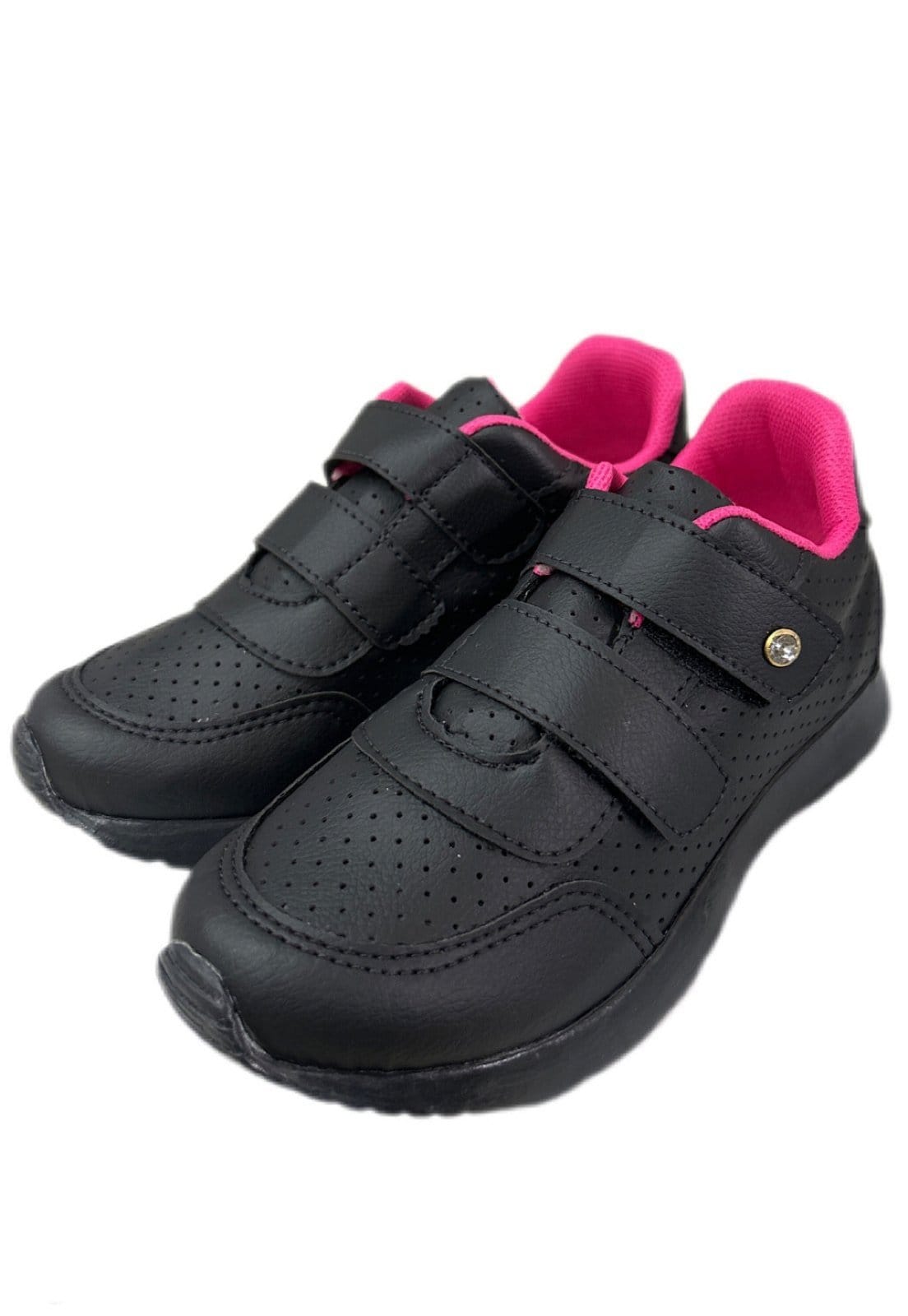Vista 2 Infantil - Tenis colegial feminino furadinho Preto e SOLZIM CALÇADOS pink/preto pink