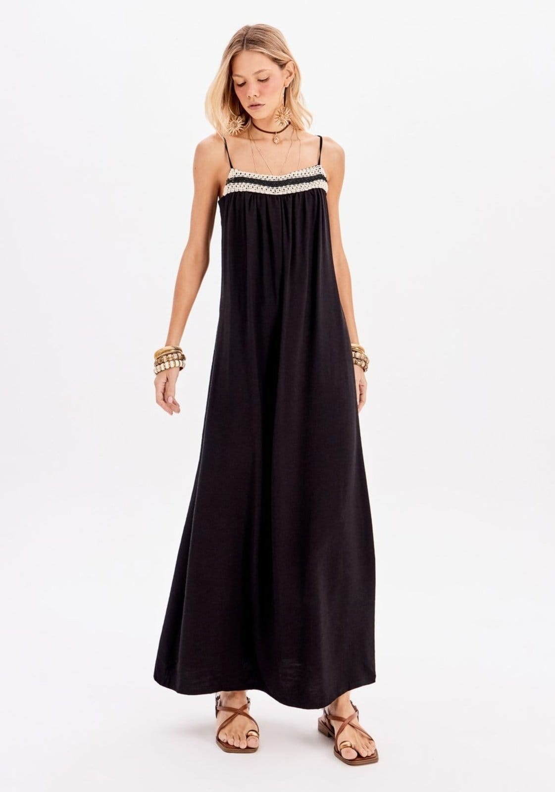 Vestido Super Midi Alfaiataria De Alças