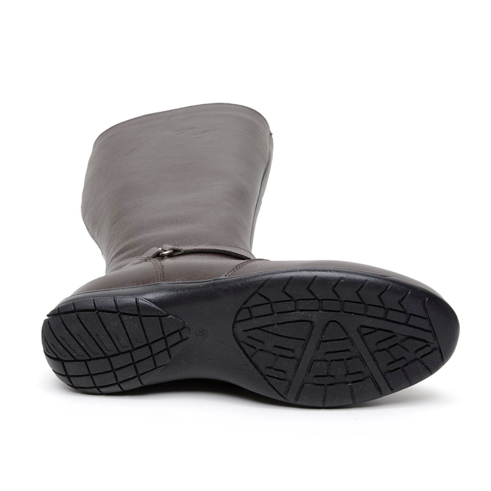 Vista 2 Bota Feminina Montaria Em Couro Com Zíper Confortável Café Madus preto