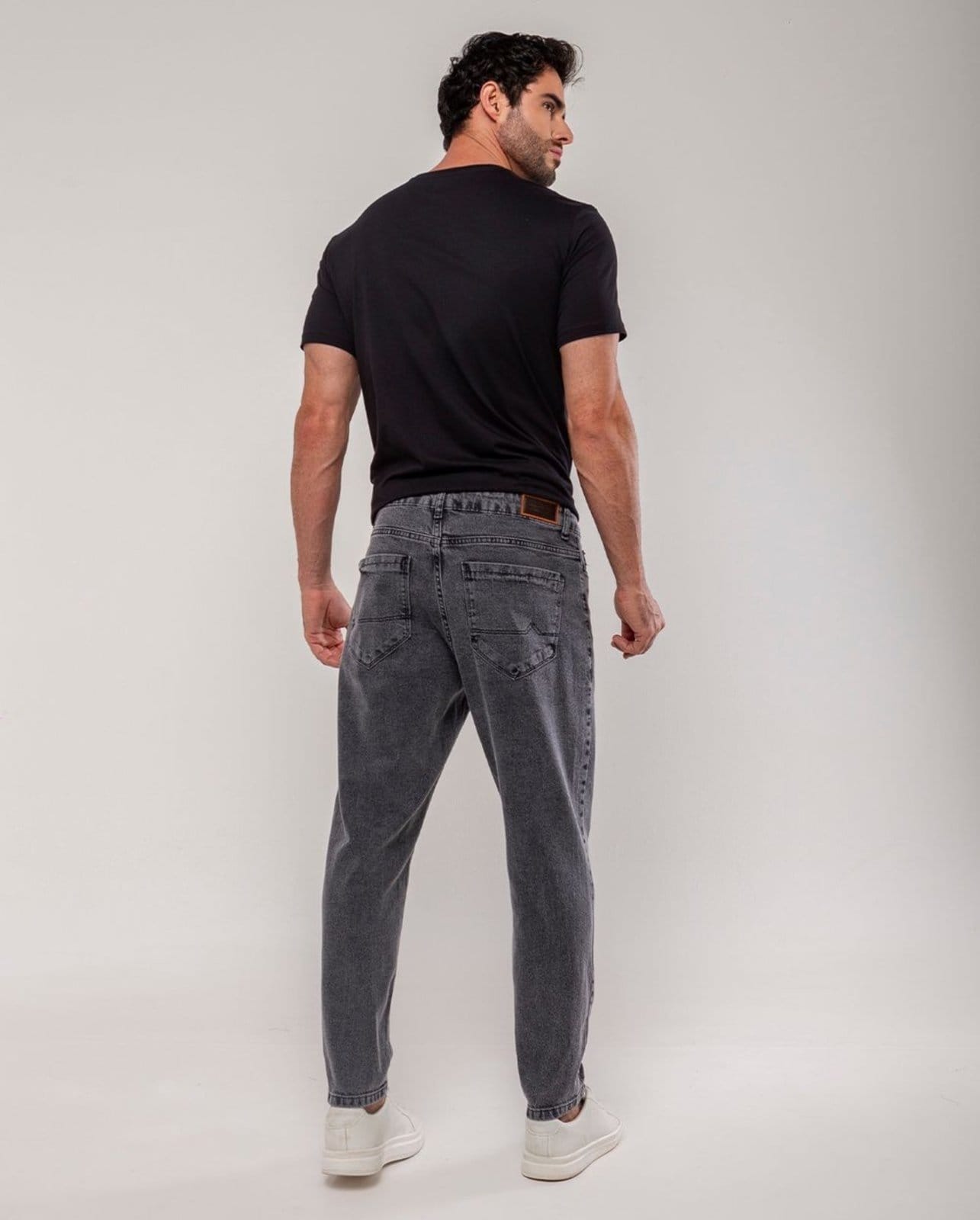 Vista 2 Calça Jeans Slim Fit Masculina Premium Cano Curto 24567 Vintage Consciência cinza