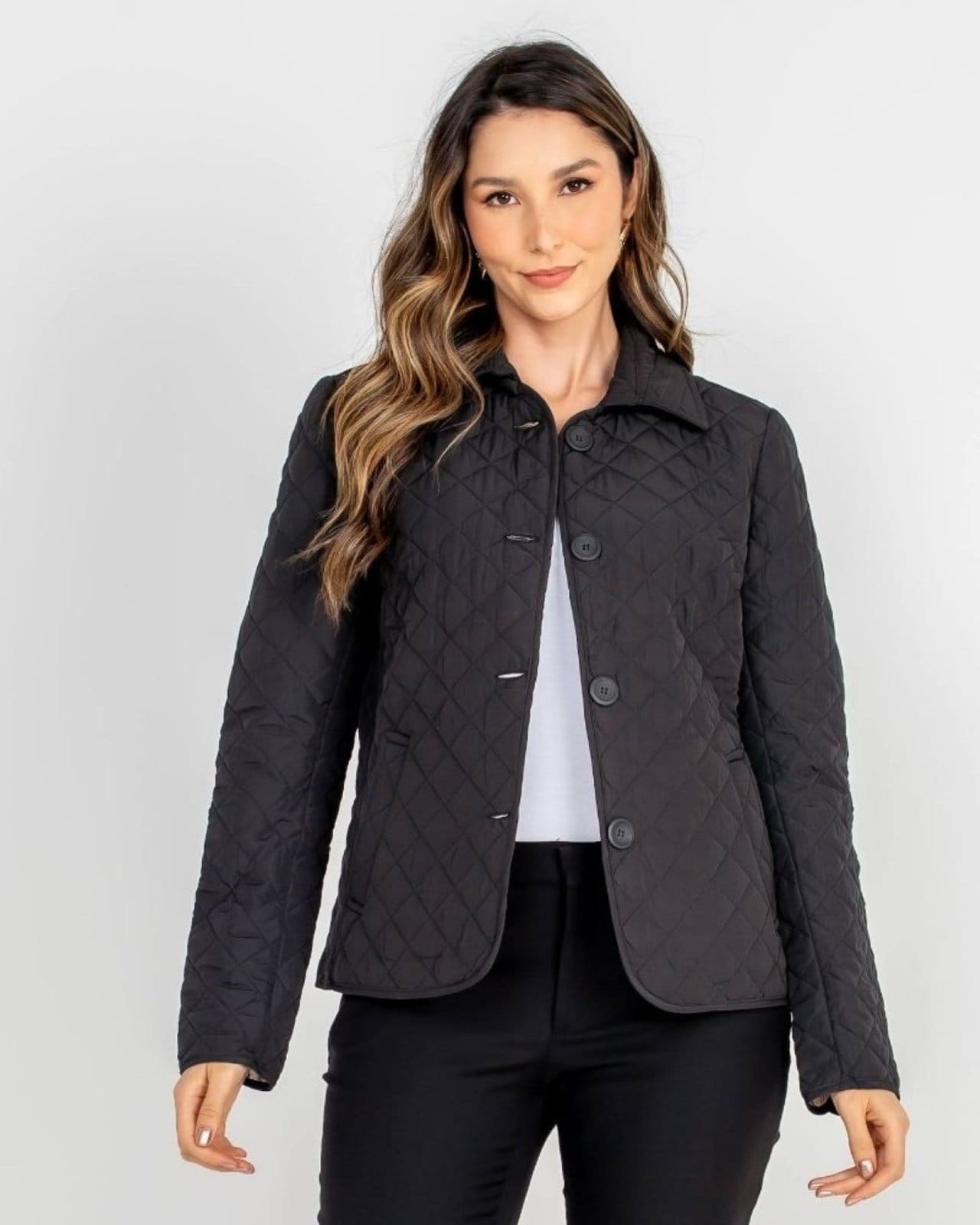 Vista 2 CASACO DE MATELASSE POLLEN preto