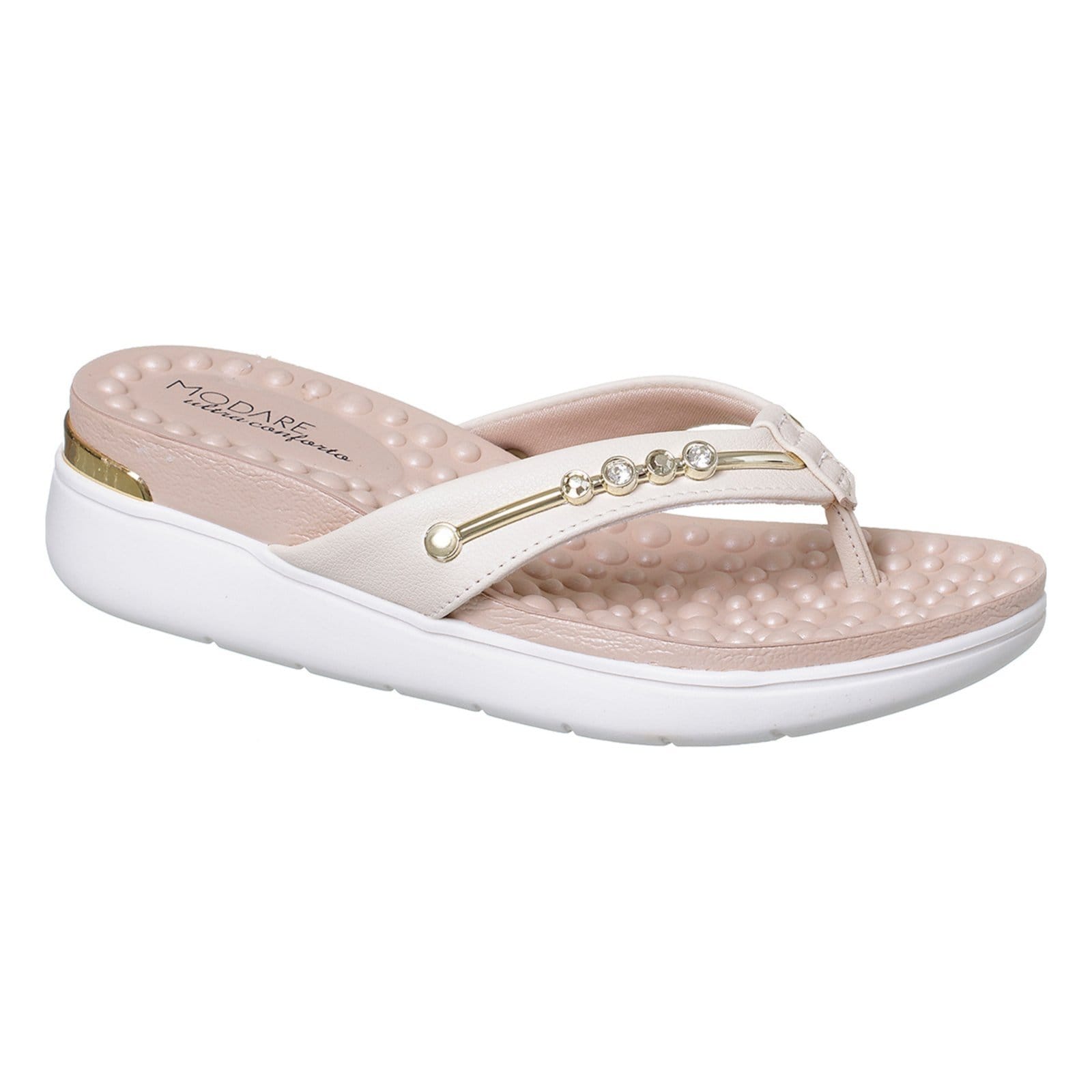 Vista 2 Chinelo Plataforma Sandália Ortopédico Modare Angipé bege