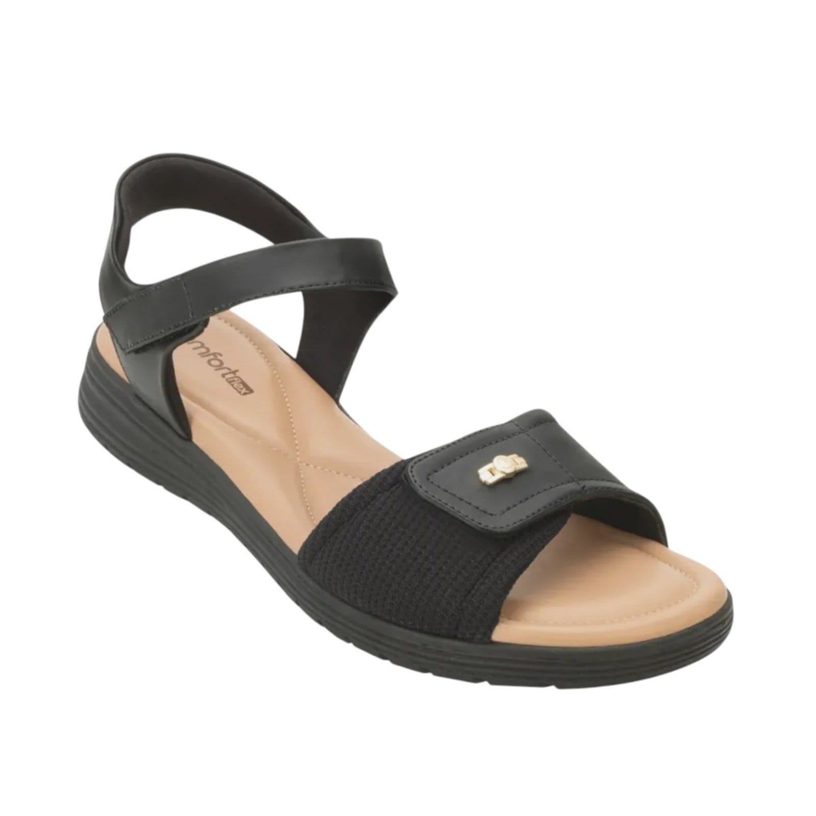 Vista principal Sandalia Comfortflex Fechamento Ajustavel 2551303 Comfortflex preto