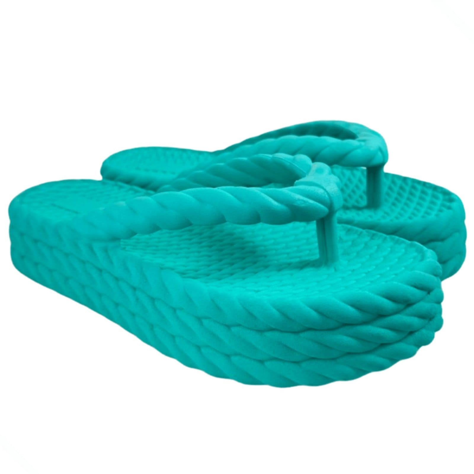 Vista 2 Chinelo Feminino Nuvem Plataforma Trançado Corda De Dedo Moda Casual Premium Claro CARMELO SHOES verde