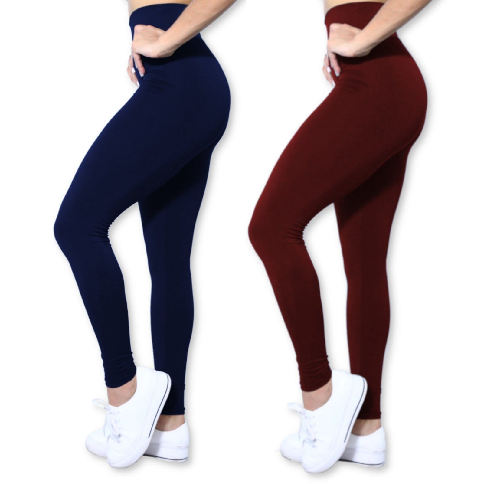 Vista principal Kit 2 Calças Legging Heide Ribeiro Leg Basic Suplex Ginástica Marinho e Heide Ribeiro azul/azul marinho/vinho