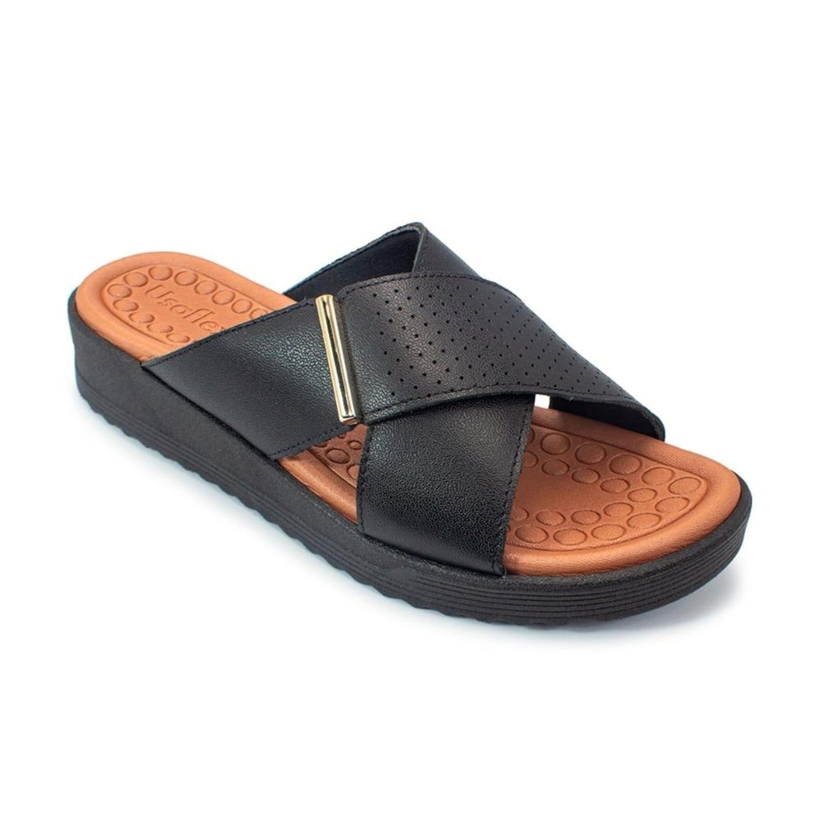 Vista 2 Tamanco Usaflex Feminino Salto Anabela Detalhe Casual MA10003 Usaflex preto